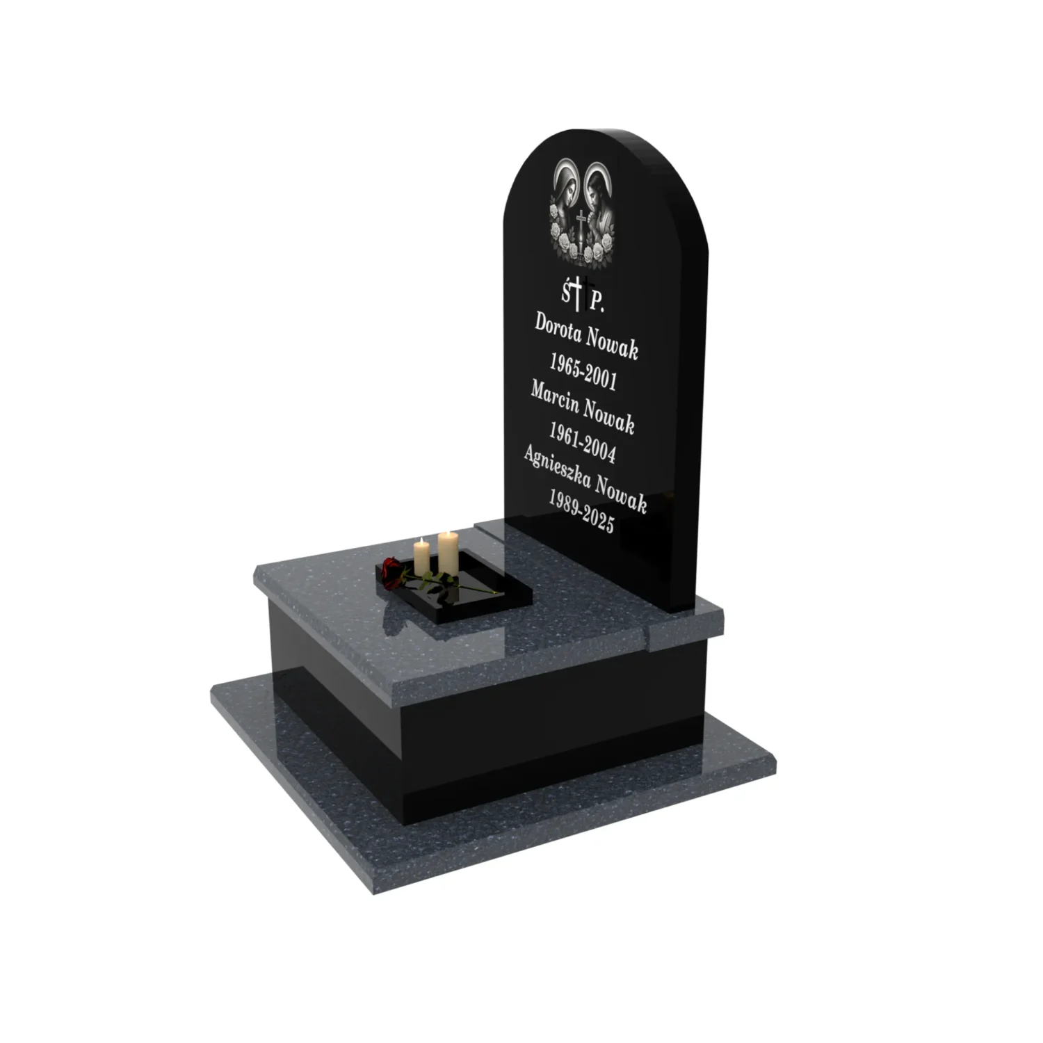 Urnengrabstein mit Gravur der Muttergottes und Jesus U 89+360 – photo №2