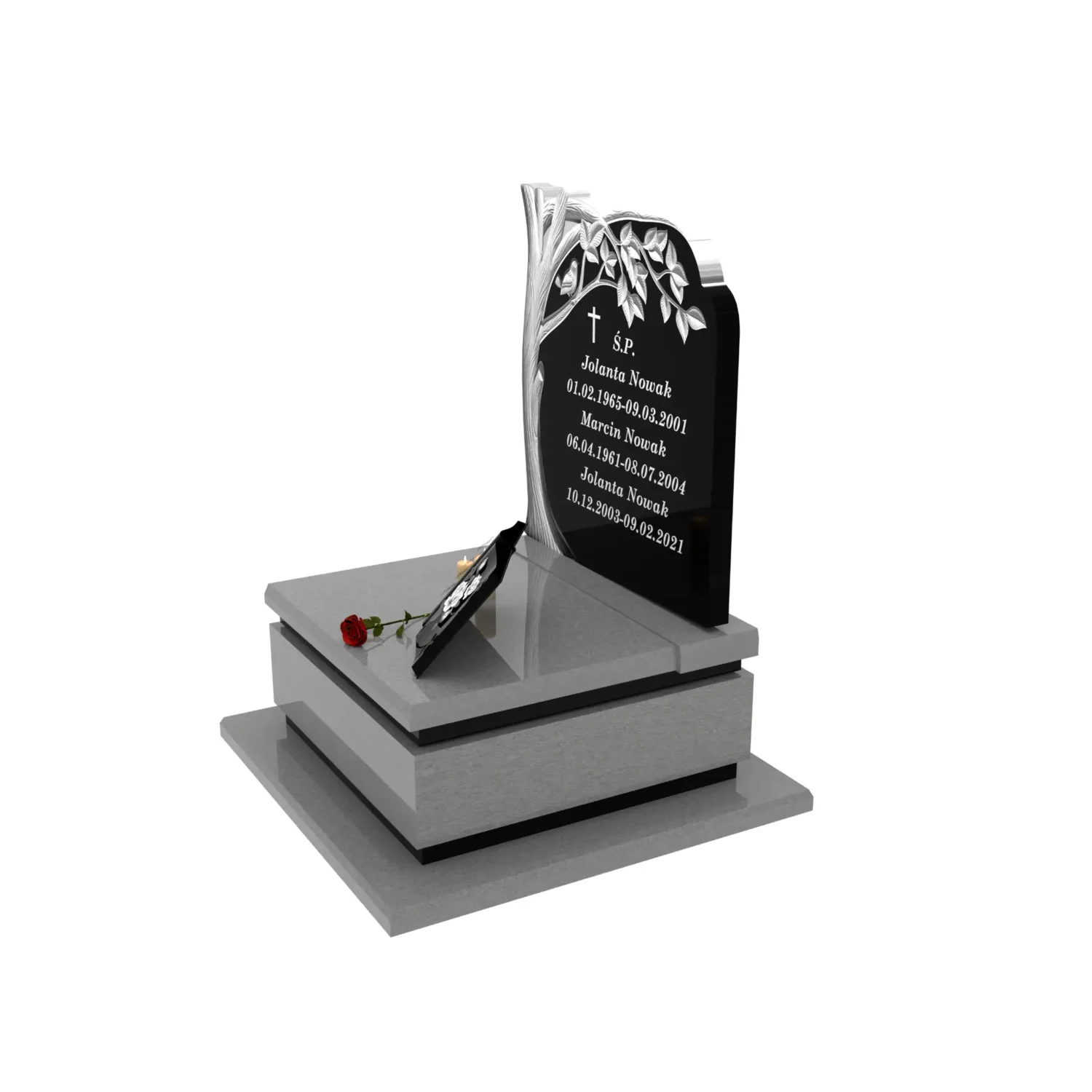 Urnengrabmal mit Baum- und Vogelskulptur aus Granit U 90+360 – photo №2