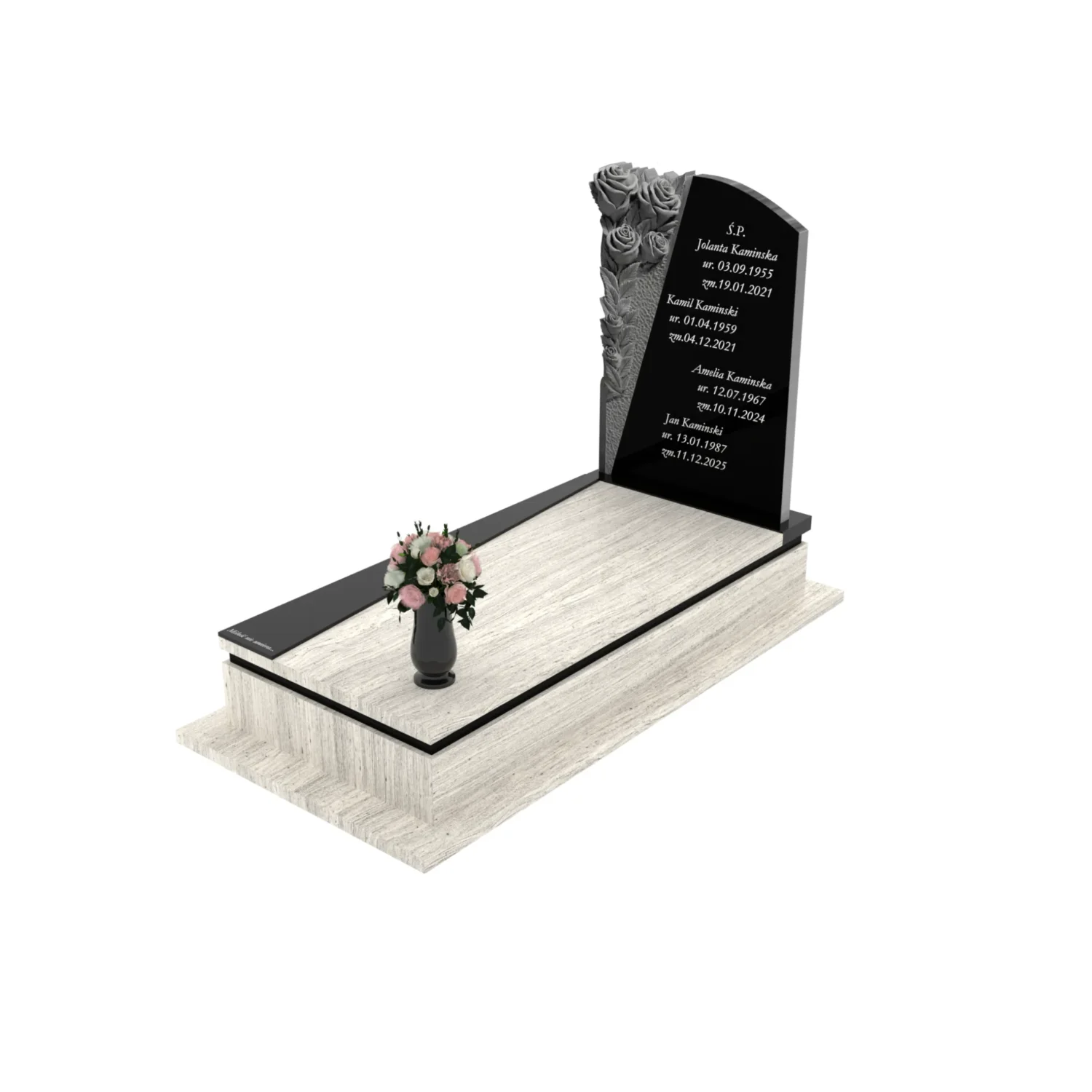 Einzelgrabstein mit Rosenskulptur CK 104+360 – photo №1