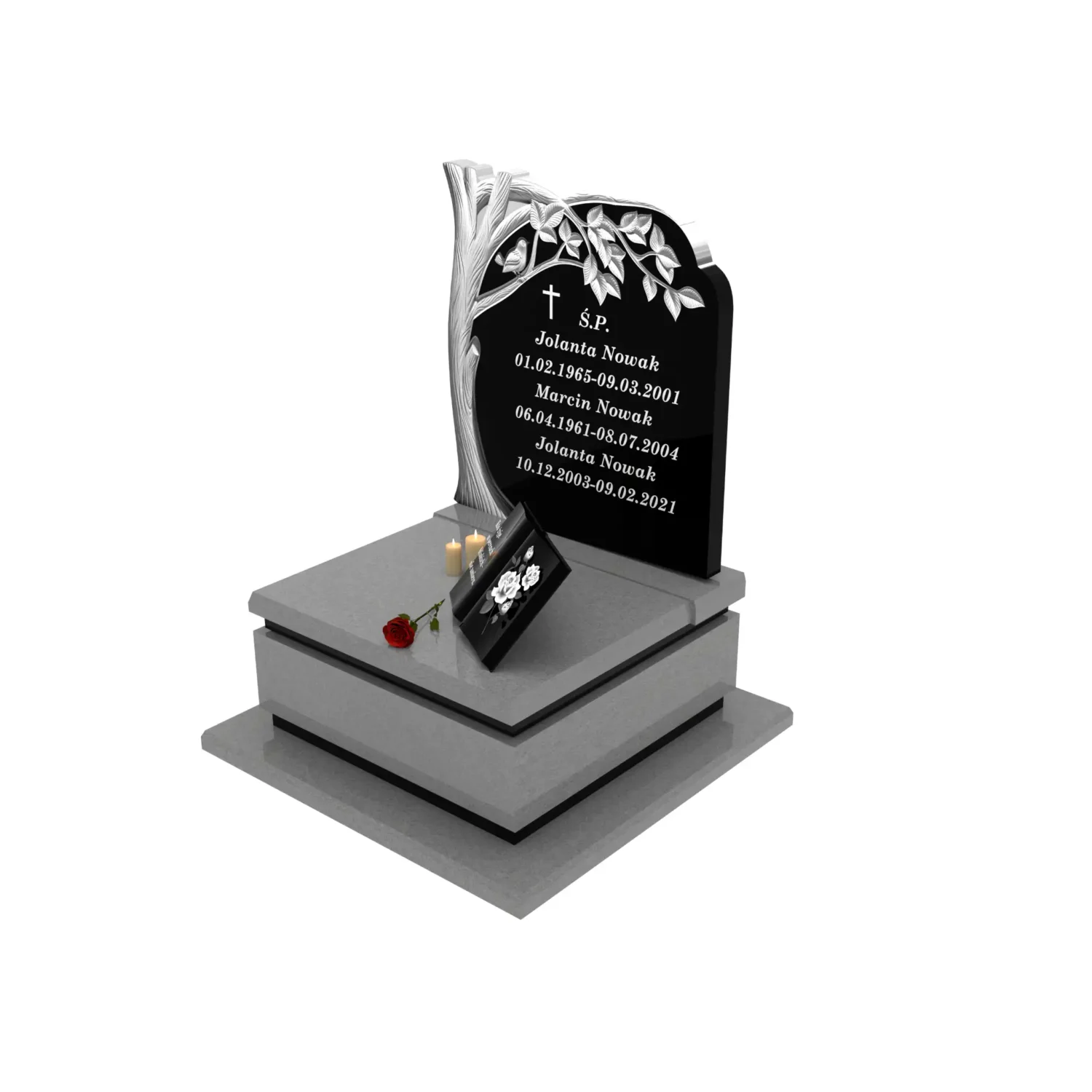 Urnengrabmal mit Baum- und Vogelskulptur aus Granit U 90+360 – photo №1