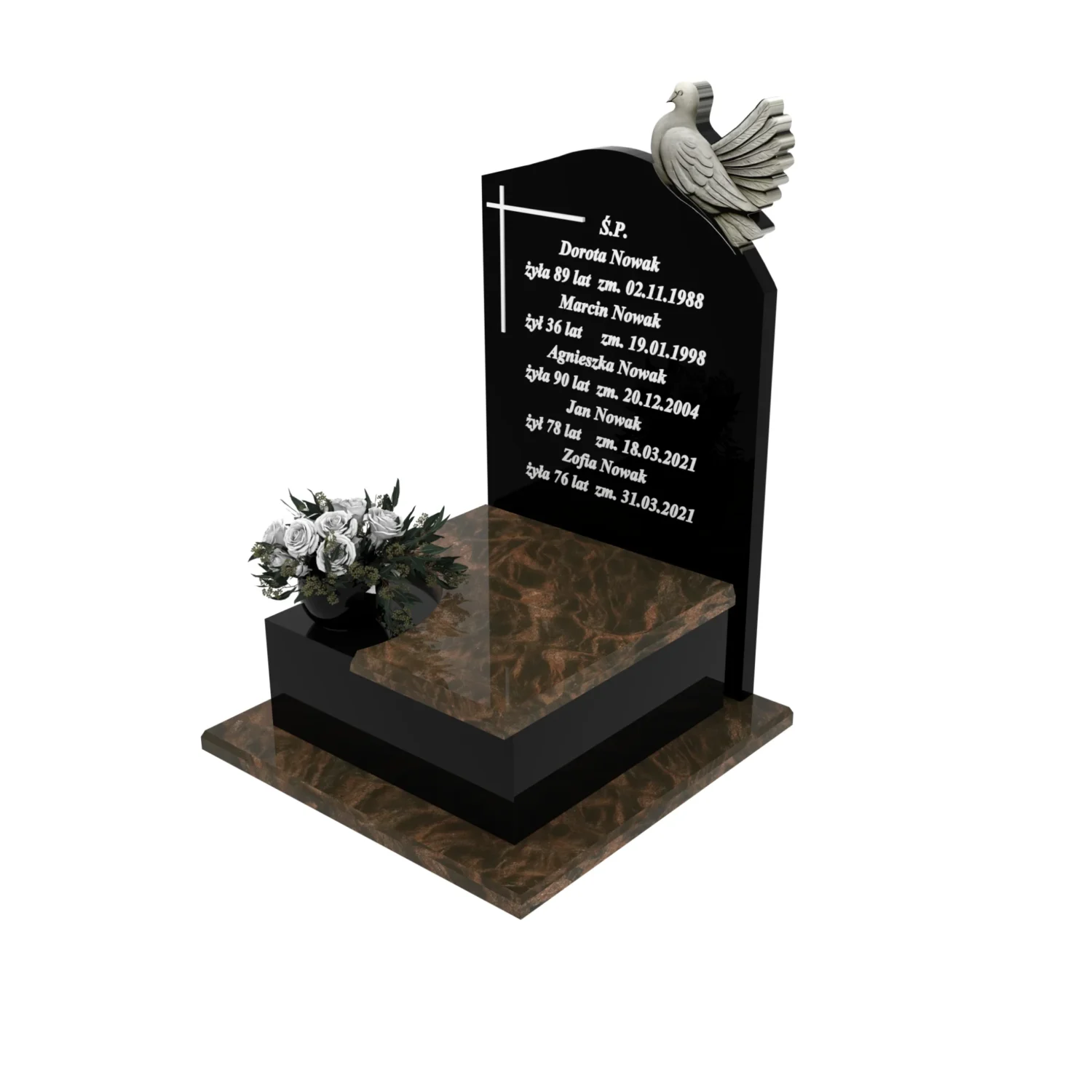 Urnengrabstein mit Taubenskulptur aus Granit U 92+360 – photo №1