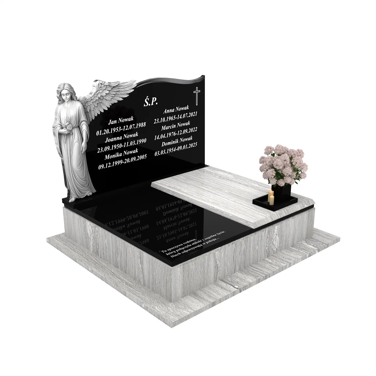 Doppelgrabstein mit Engel-Gravur (Skulptur-Imitation) CK 81+360 – photo №11