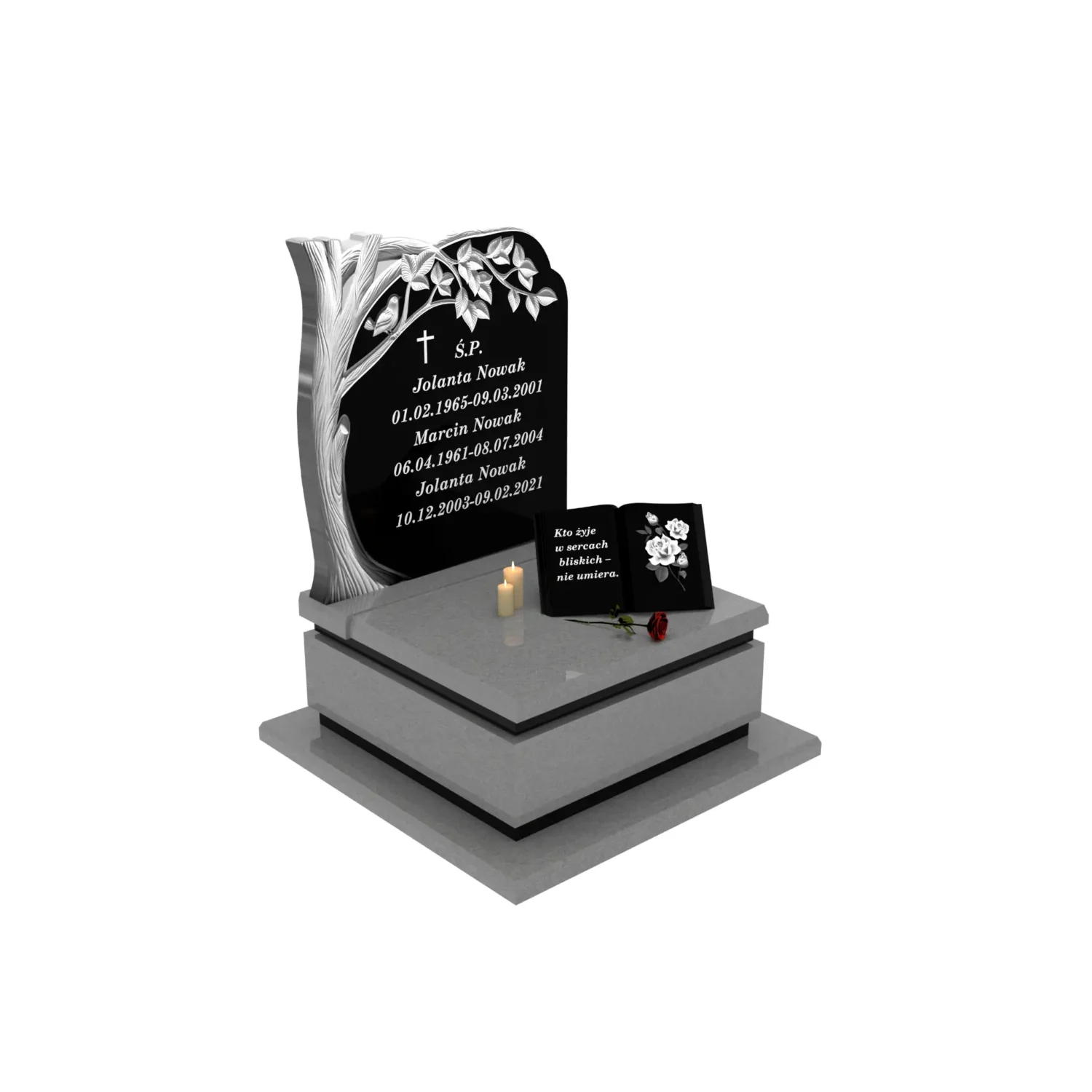 Urnengrabmal mit Baum- und Vogelskulptur aus Granit U 90+360 – photo №11