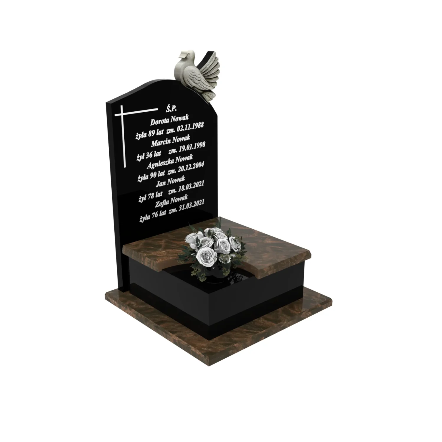 Urnengrabstein mit Taubenskulptur aus Granit U 92+360 – photo №11
