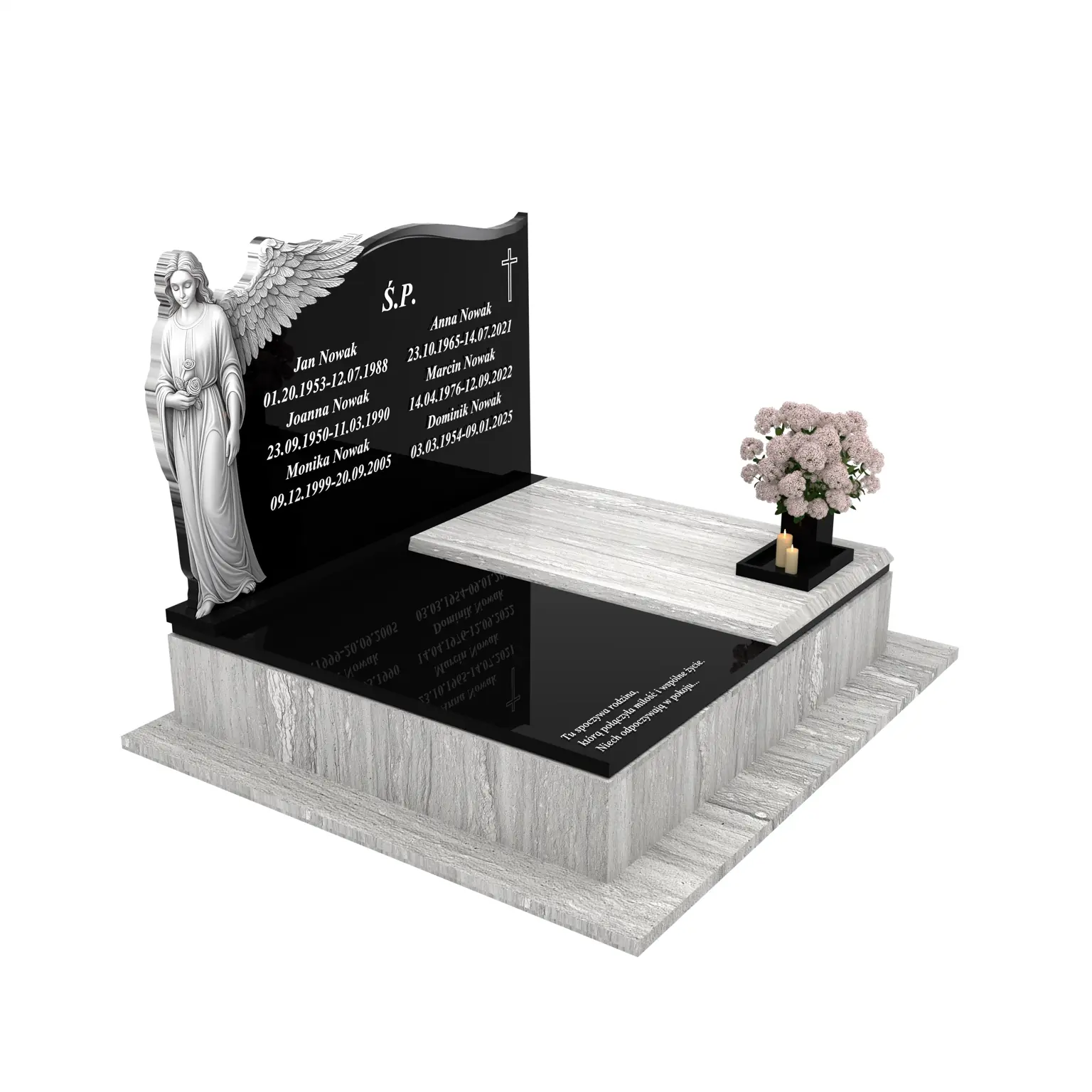 Doppelgrabstein mit Engel-Gravur (Skulptur-Imitation) CK 81+360 – photo №10