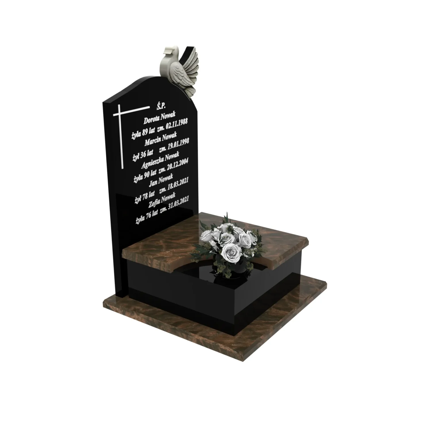 Urnengrabstein mit Taubenskulptur aus Granit U 92+360 – photo №10