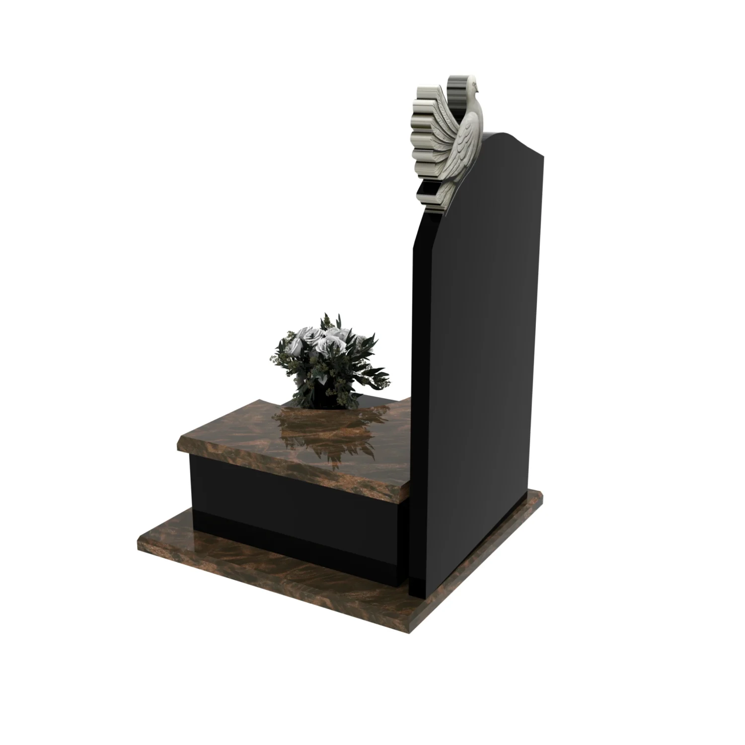 Urnengrabstein mit Taubenskulptur aus Granit U 92+360 – photo №4