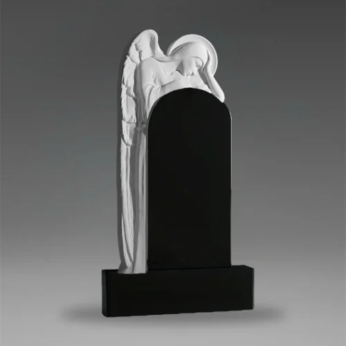Elegante Granit-Grabplatte mit Engel aus schwarzem Granit A190