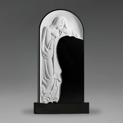 Elegante Grabtafel aus Granit mit Muttergottes-Skulptur A192