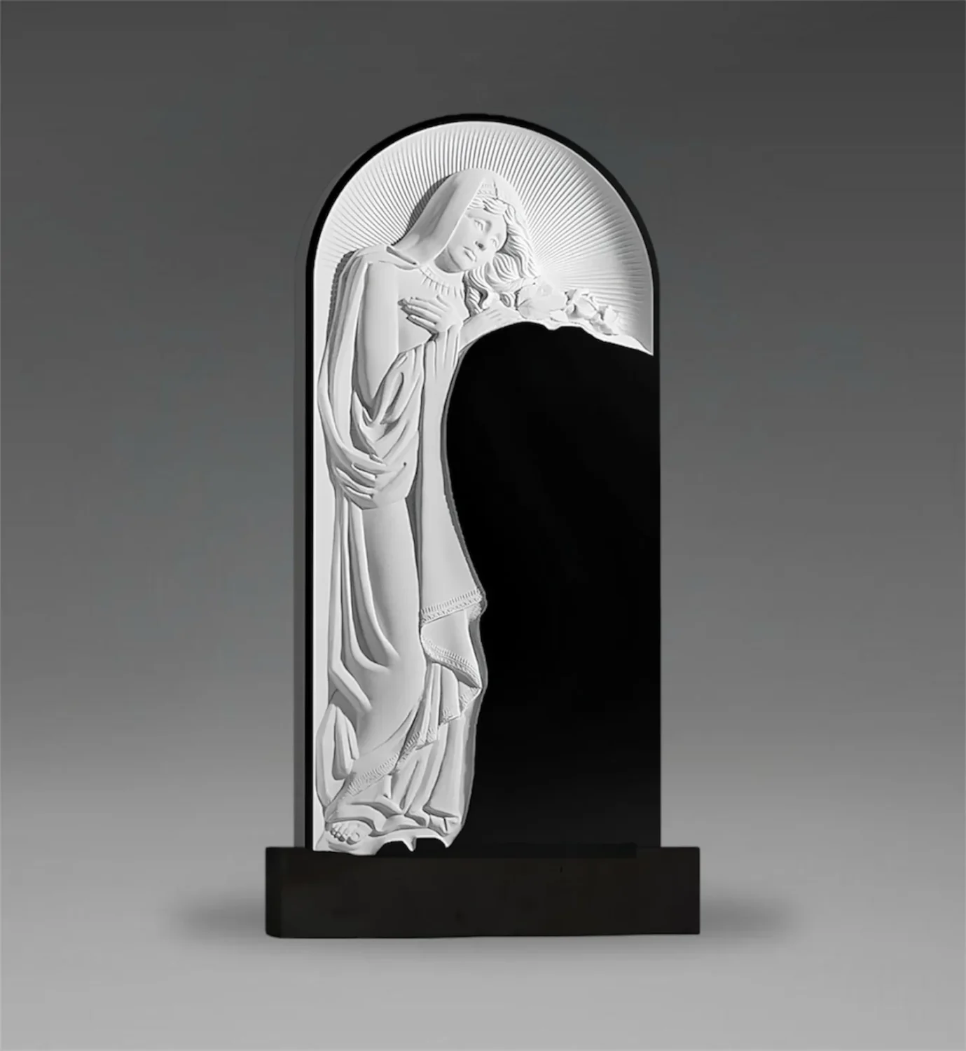 Elegante Grabtafel aus Granit mit Muttergottes-Skulptur A192 Foto 19