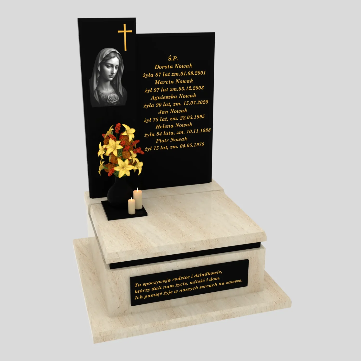 Urnengrab aus Granit mit Muttergottes-Gravur U 93 Foto 33