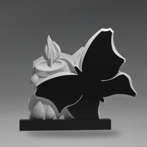 Granit-Grabplatte mit Schmetterling aus schwarzem Granit A194