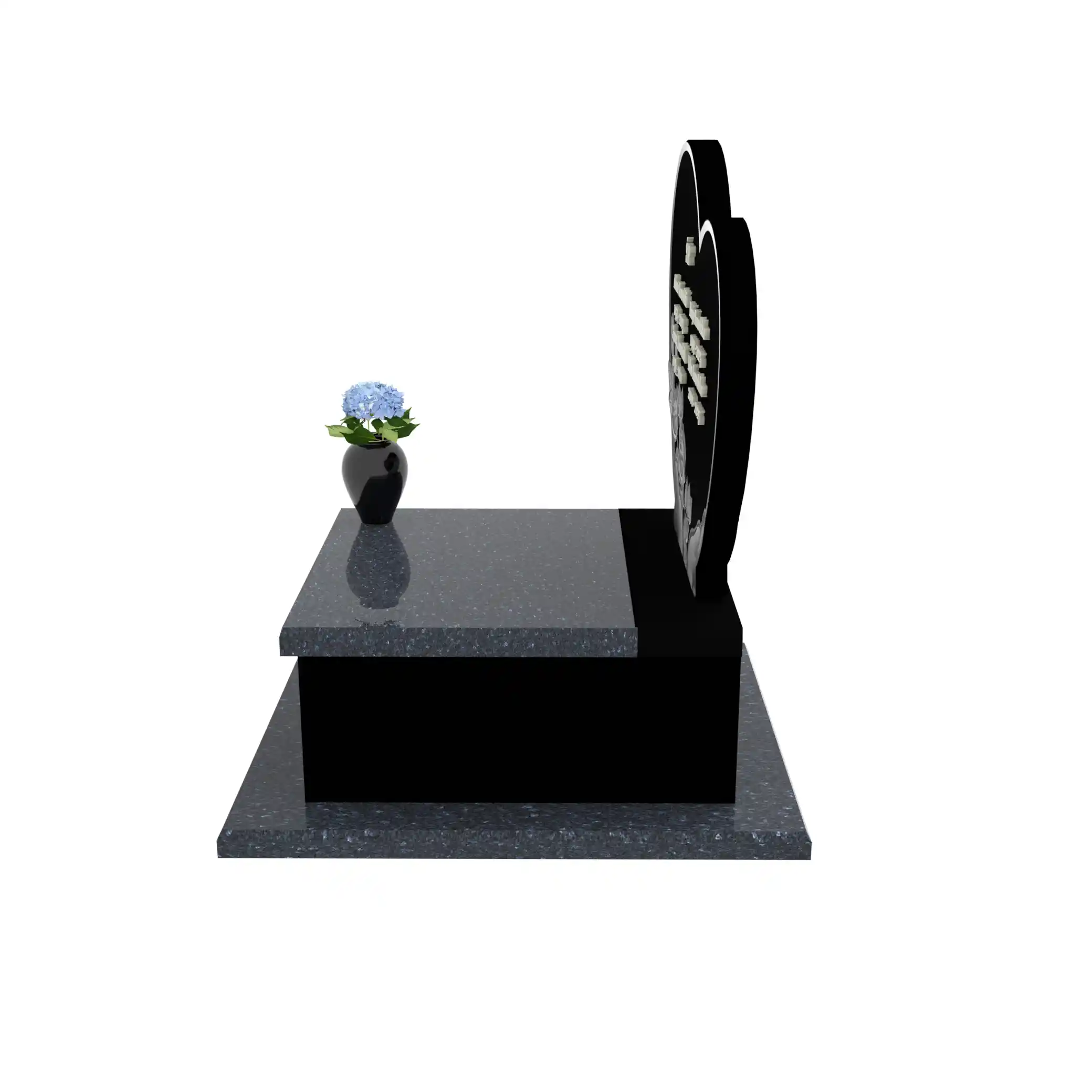 Urnengrabstein mit Herz- und Rosenskulptur U 96+360 – photo №3