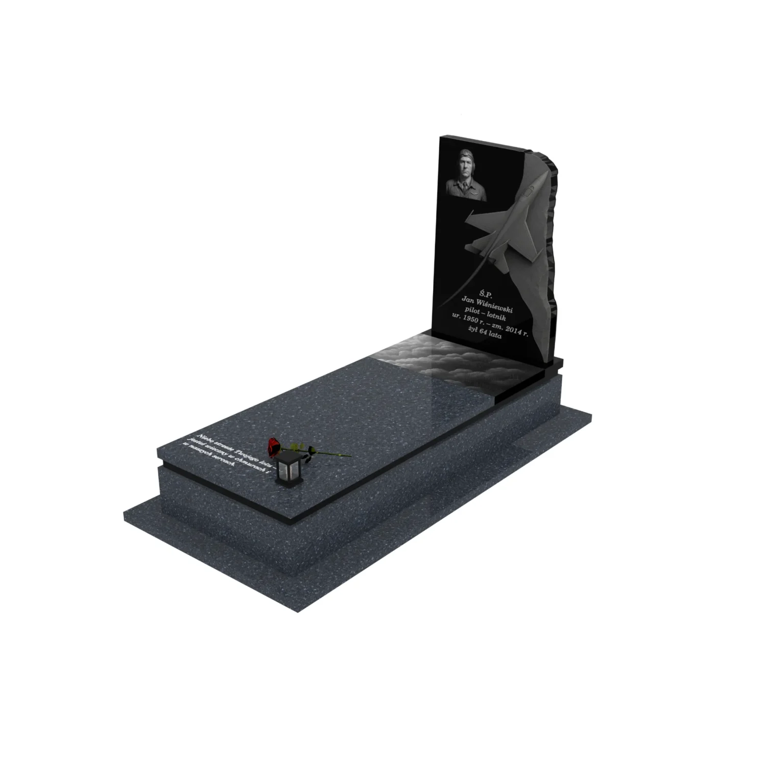 Einzelgrabmal mit Skulptur für Piloten aus Granit CK 141+360 – photo №1