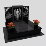 Doppelgrabstein mit Engelgravur und Blumen CK 102 Foto 36