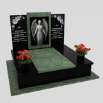 Doppelgrabstein mit Engelgravur und Blumen CK 102 Foto 39