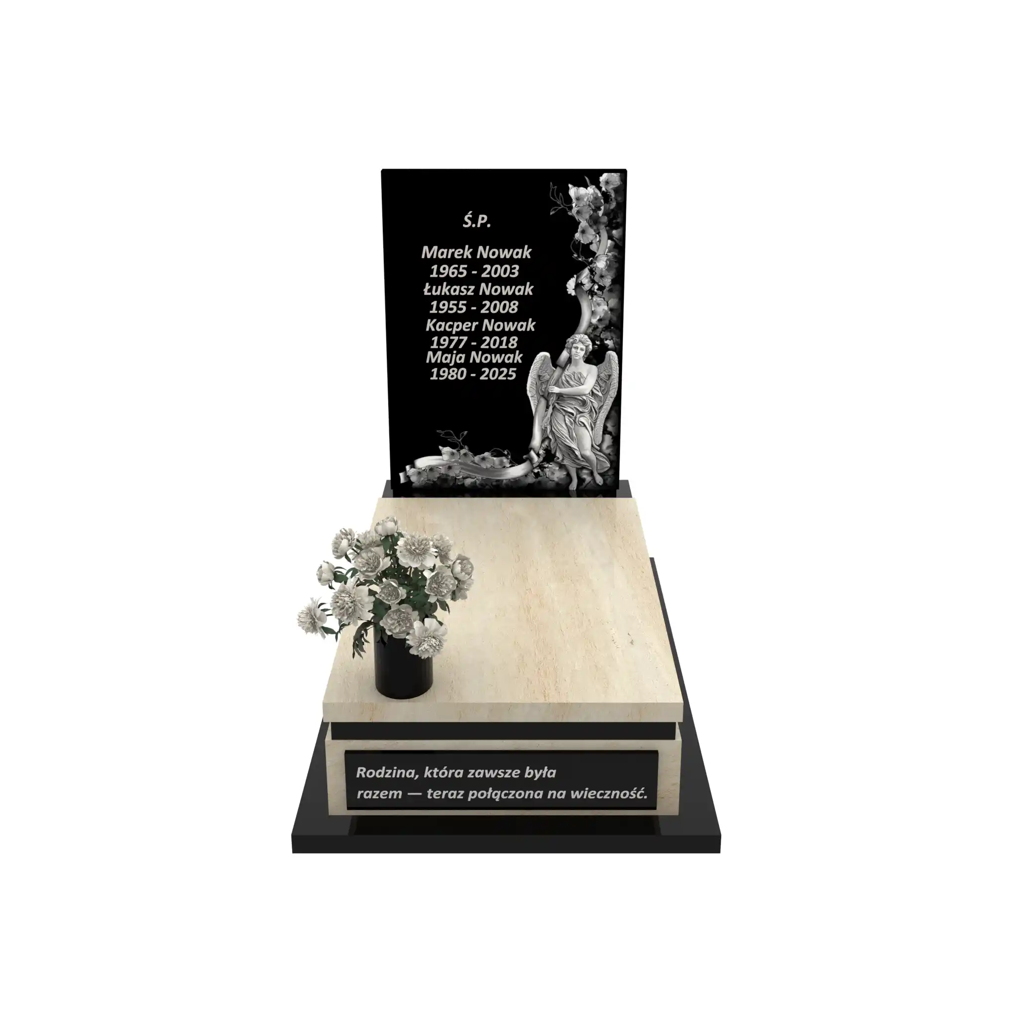 Einzelgrabstein mit Engel- und Blumengravur CK 144+360 – photo №12