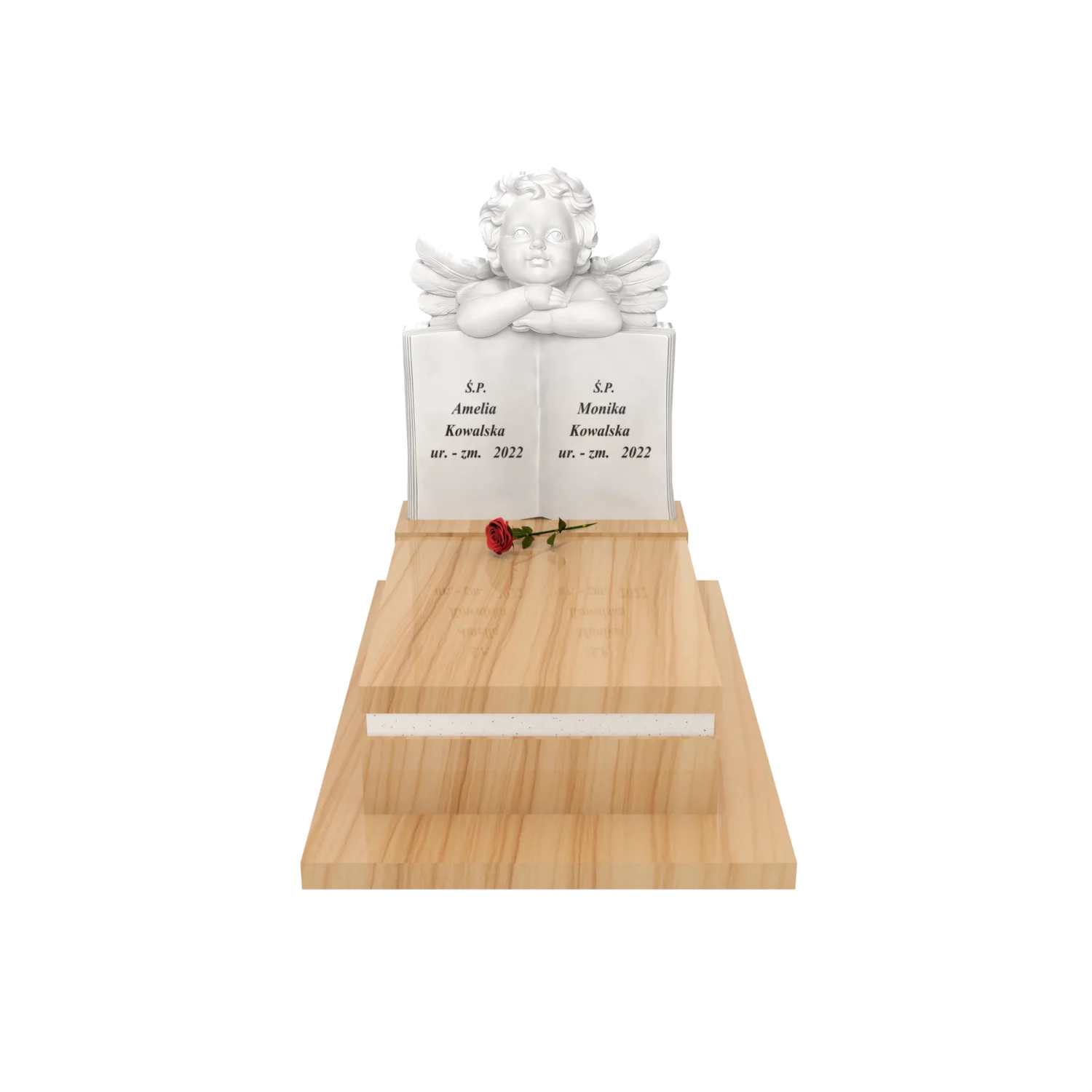 Kindergrabstein mit Buch- und Engels-Skulptur aus Granit D 79+360 – photo №12