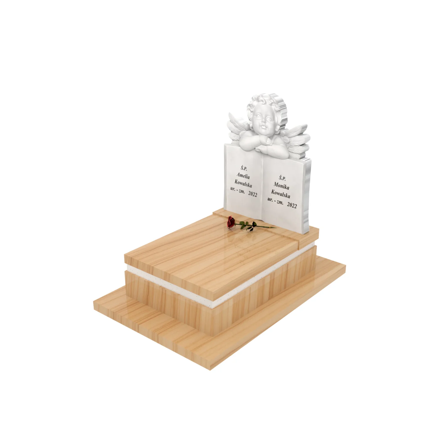 Kindergrabstein mit Buch- und Engels-Skulptur aus Granit D 79+360 – photo №1