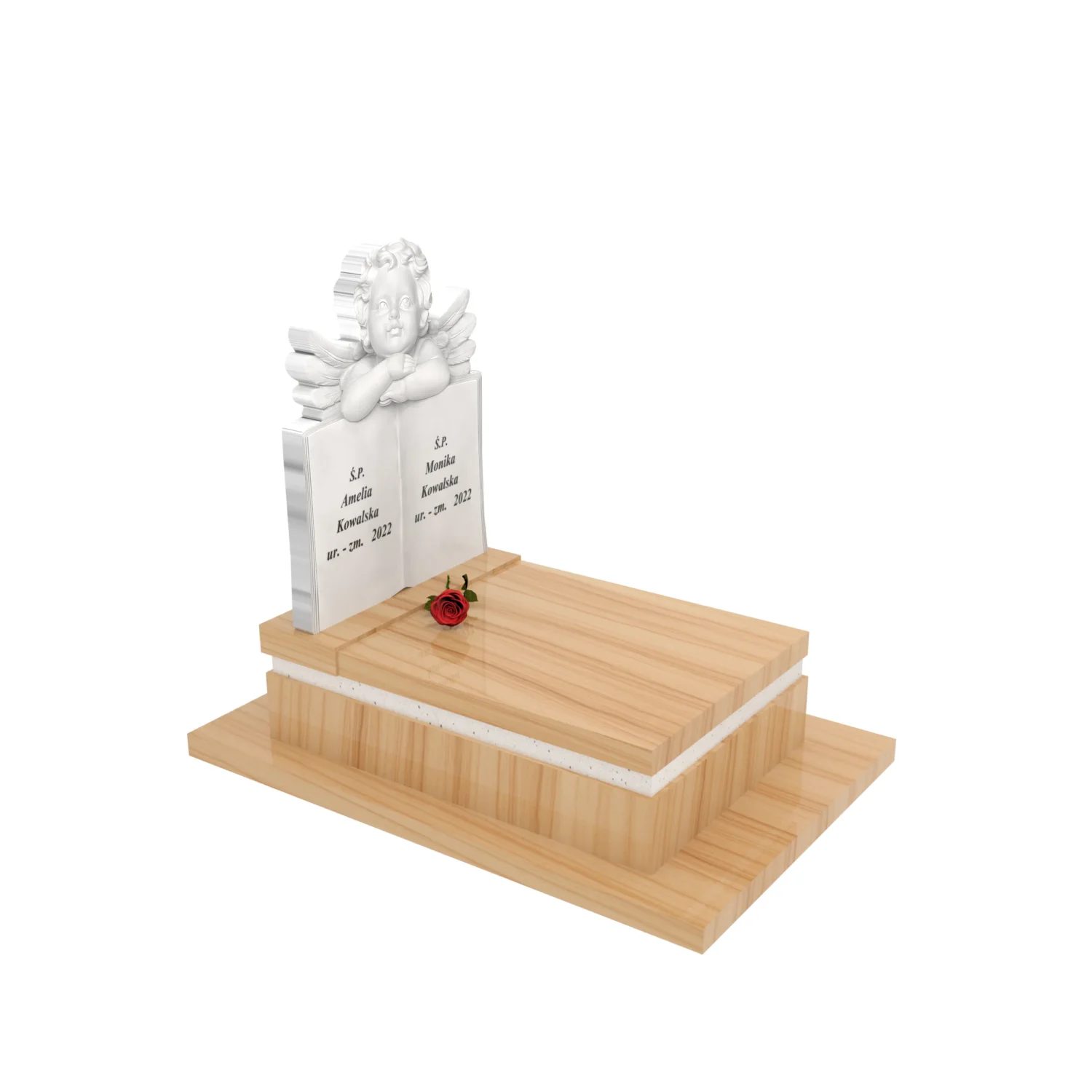 Kindergrabstein mit Buch- und Engels-Skulptur aus Granit D 79+360 – photo №10