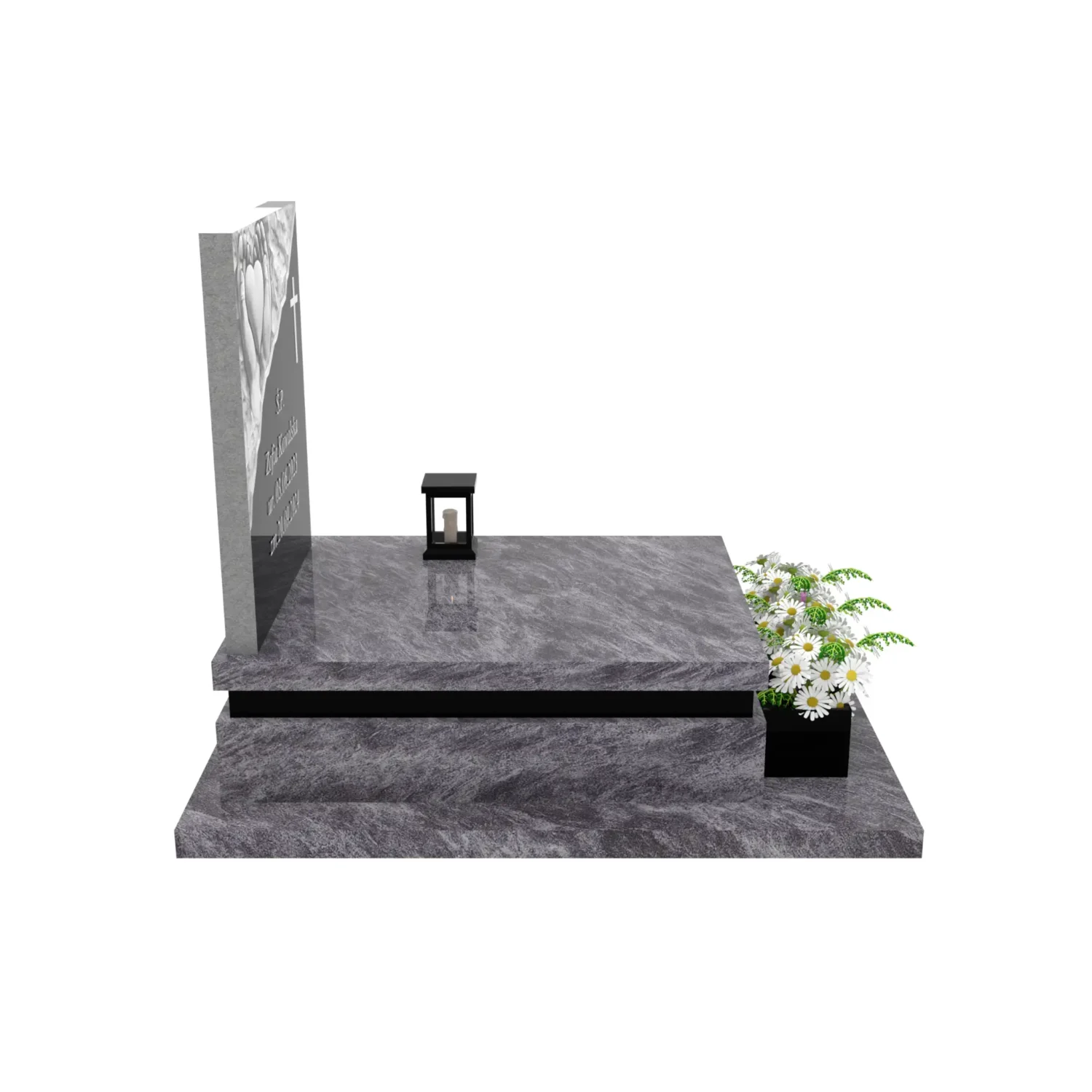 Kindergrabstein mit Skulptur von Händen und Herz D 67+360 – photo №9