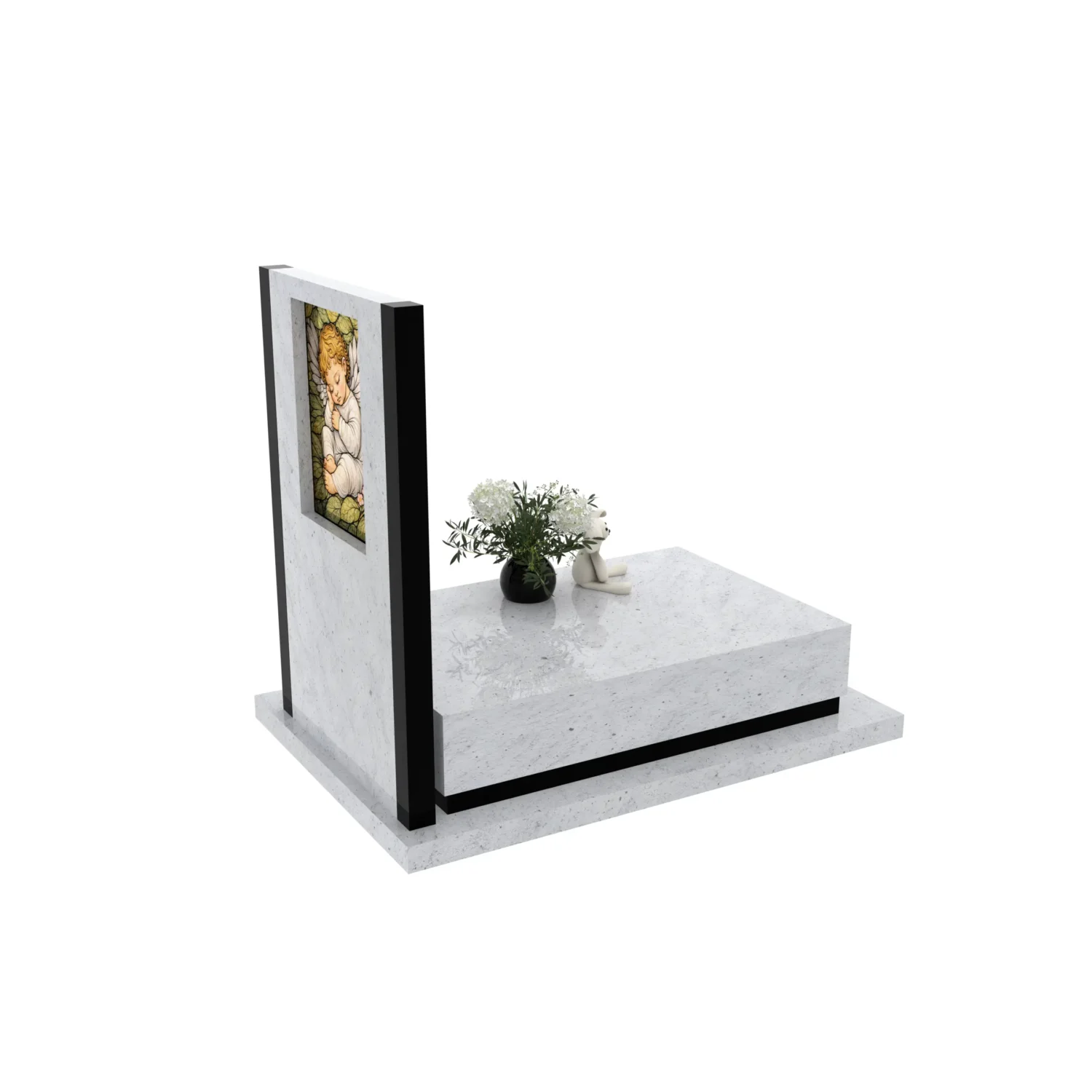 Kindergrabstein mit Glasmalerei-Engel – moderne Form D 82+360 – photo №8