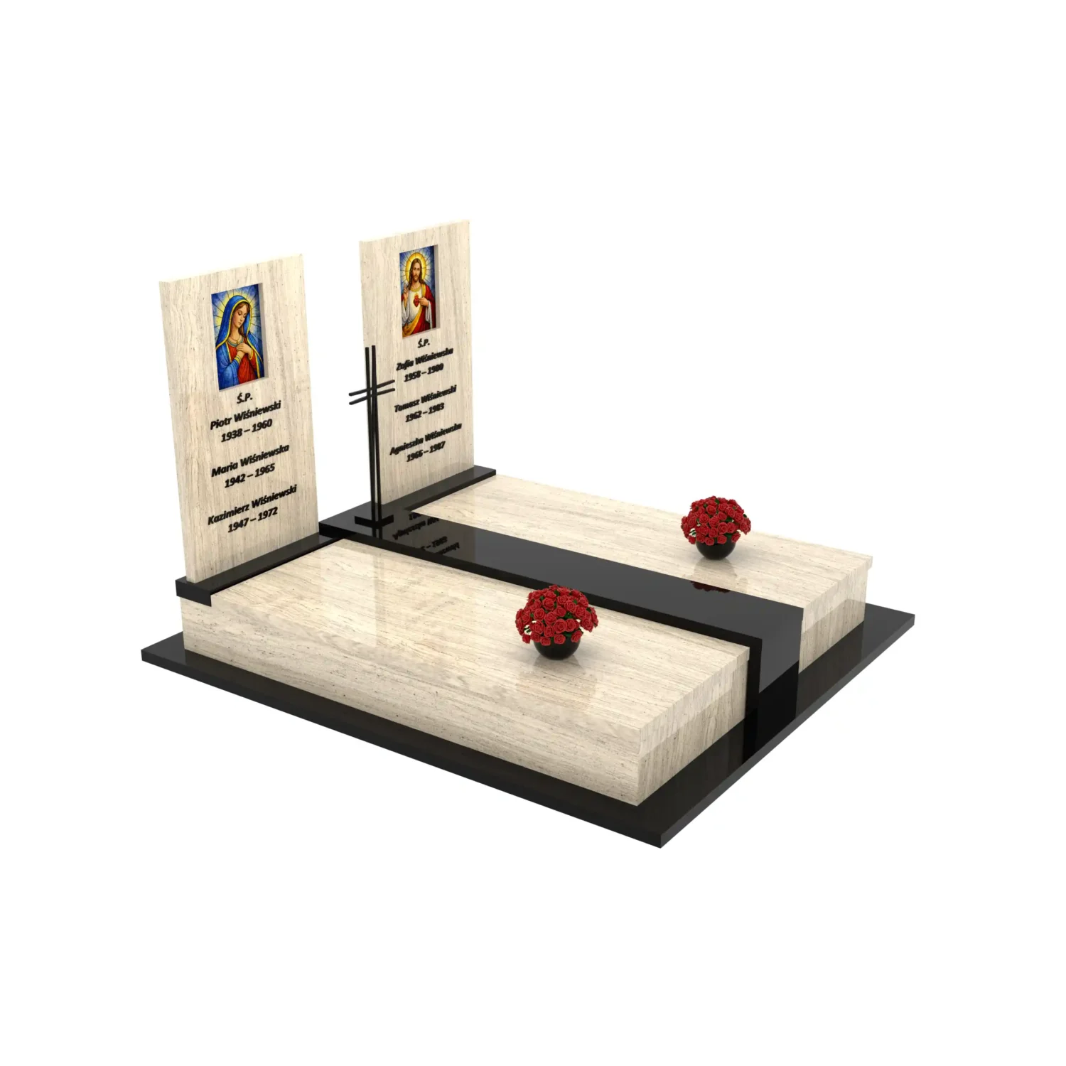Doppelgrabmal mit Glasmalerei der Mutter Gottes und Jesus KD 69+360 – photo №2
