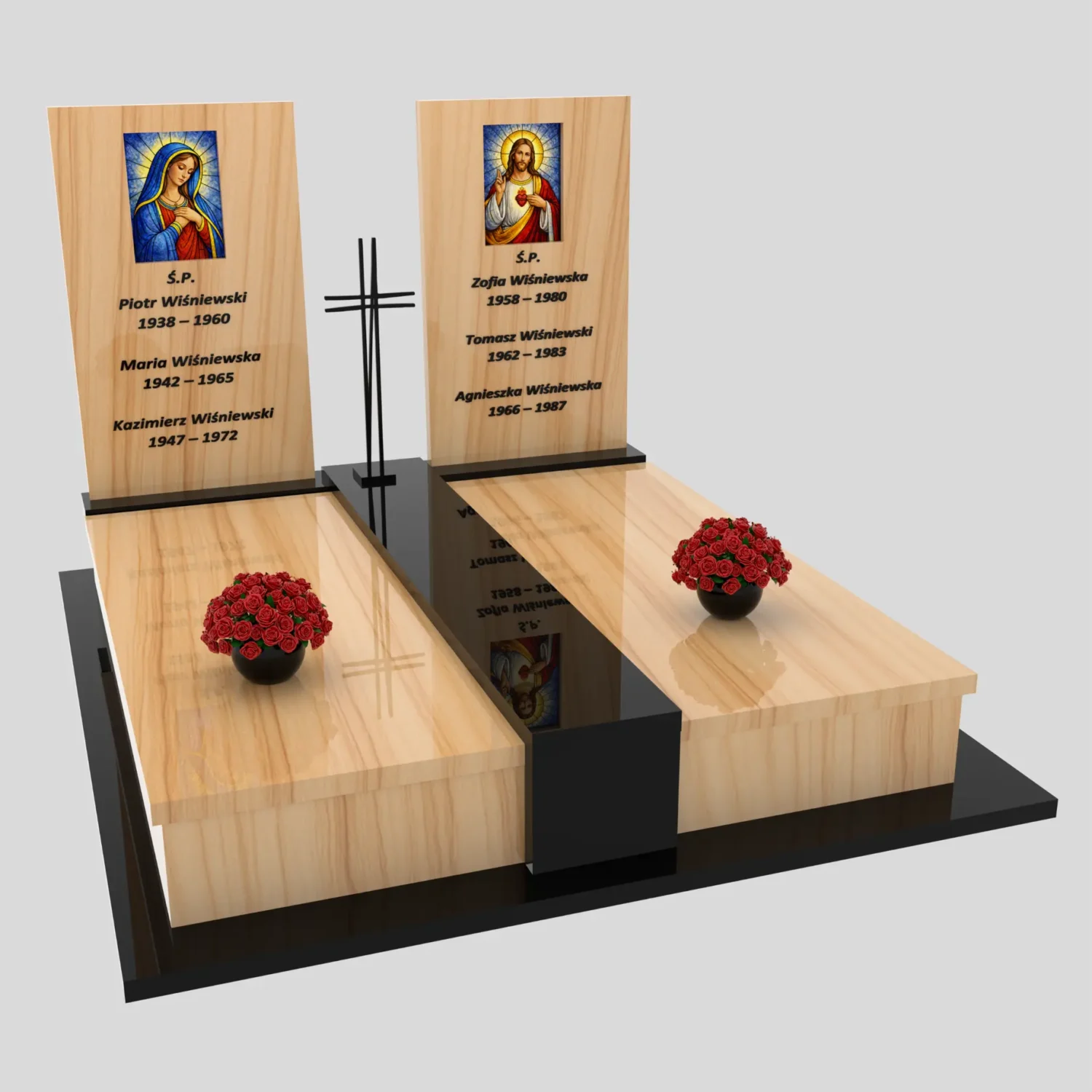 Doppelgrabmal mit Glasmalerei der Mutter Gottes und Jesus KD 69 Foto 82
