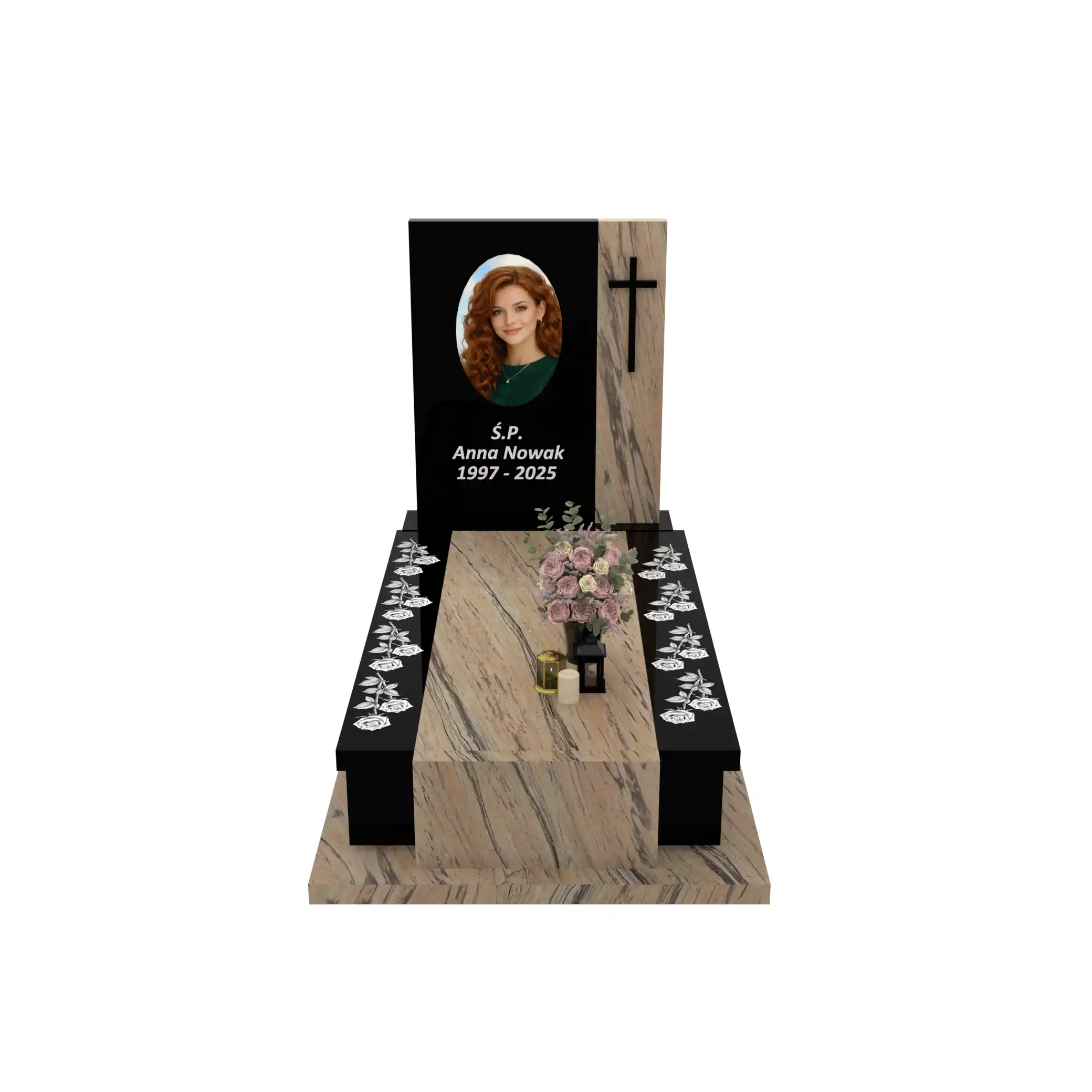 Einzelgrabmal mit großem Foto mit Rose CK 180+360 – photo №12