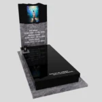 Einzelner Grabstein mit Glasmalerei von Jesus – moderne Form K 123 Foto 37