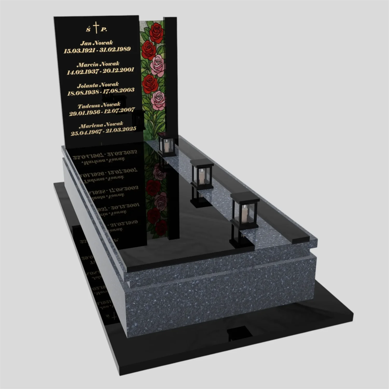 Einfamiliengrabstein mit Glasrose – moderne Form CK 181 Foto 78