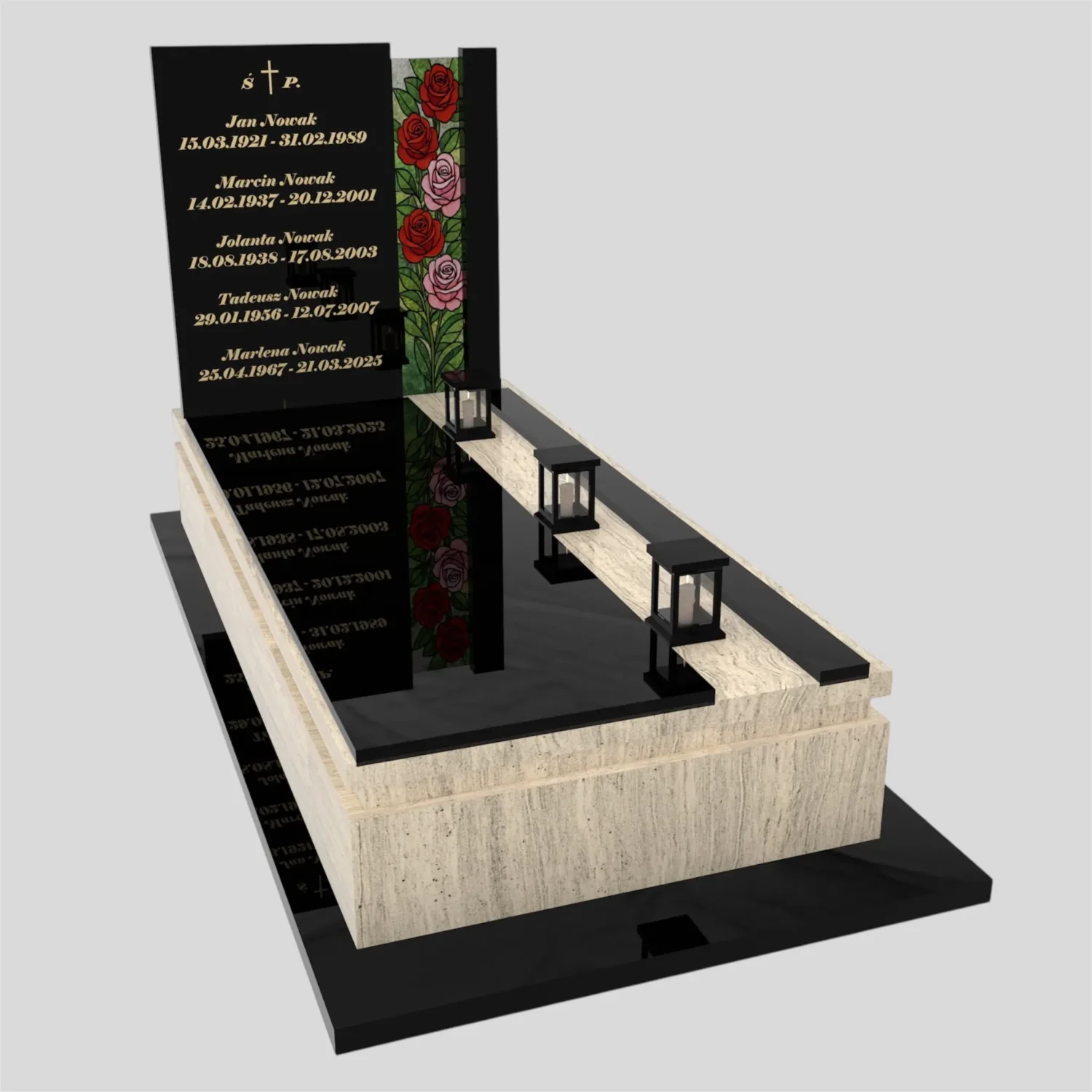 Einfamiliengrabstein mit Glasrose – moderne Form CK 181 Foto 76