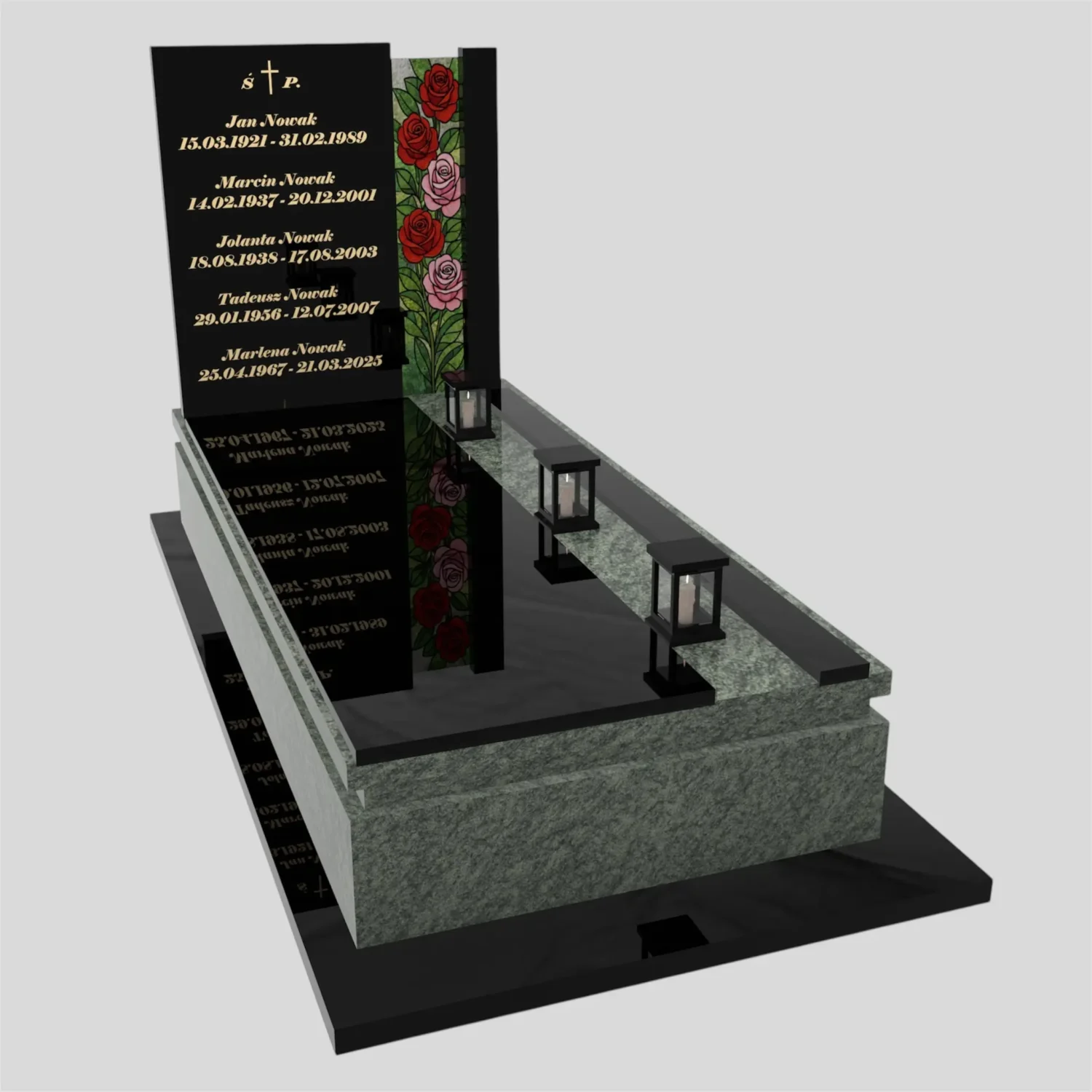 Einfamiliengrabstein mit Glasrose – moderne Form CK 181 Foto 74