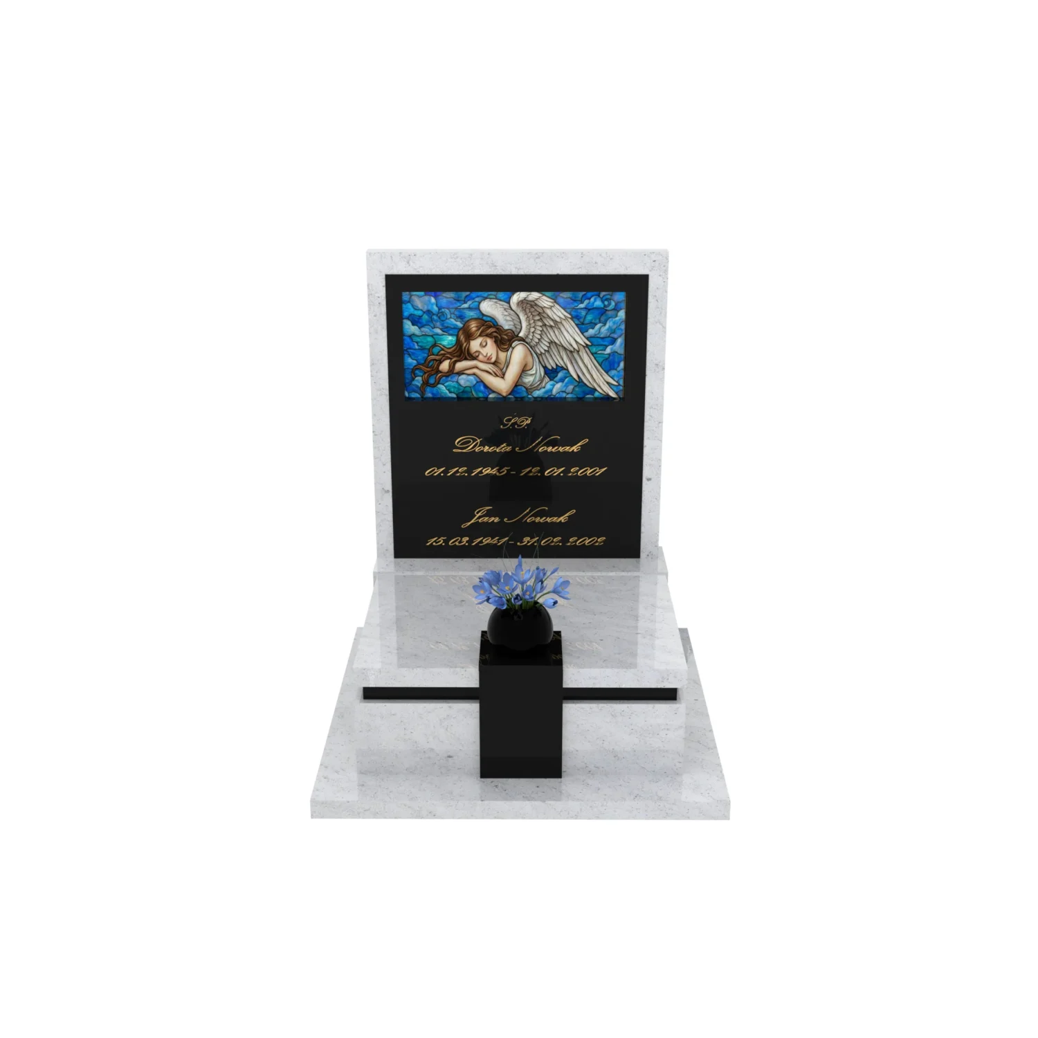 Urnengrabstein mit Glasengel – elegante Form U 125+360 – photo №12