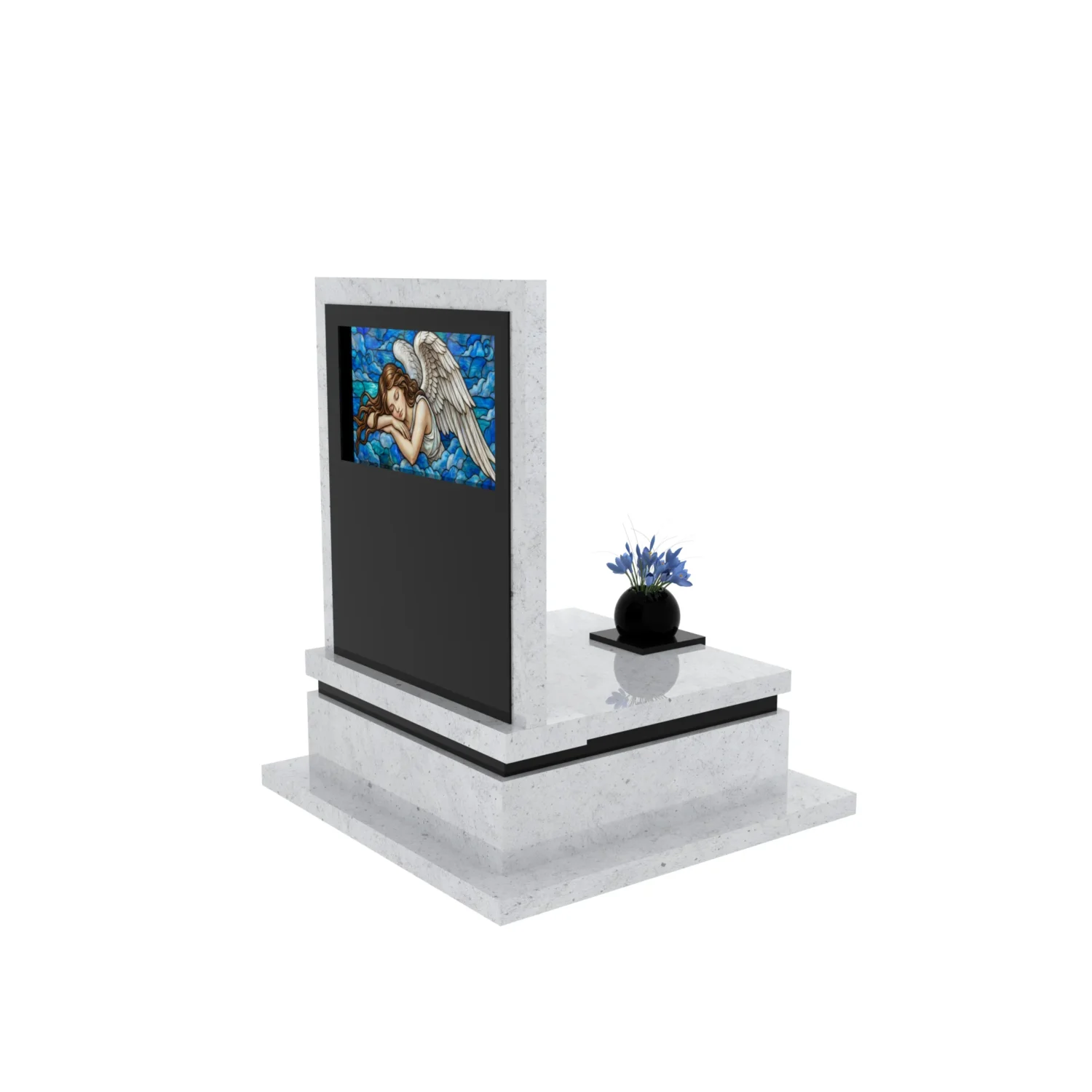 Urnengrabstein mit Glasengel – elegante Form U 125+360 – photo №8