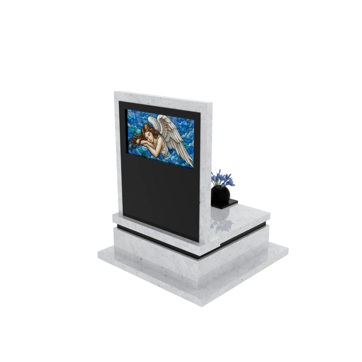 Urnengrabstein mit Glasengel – elegante Form U 125+360 – photo №7