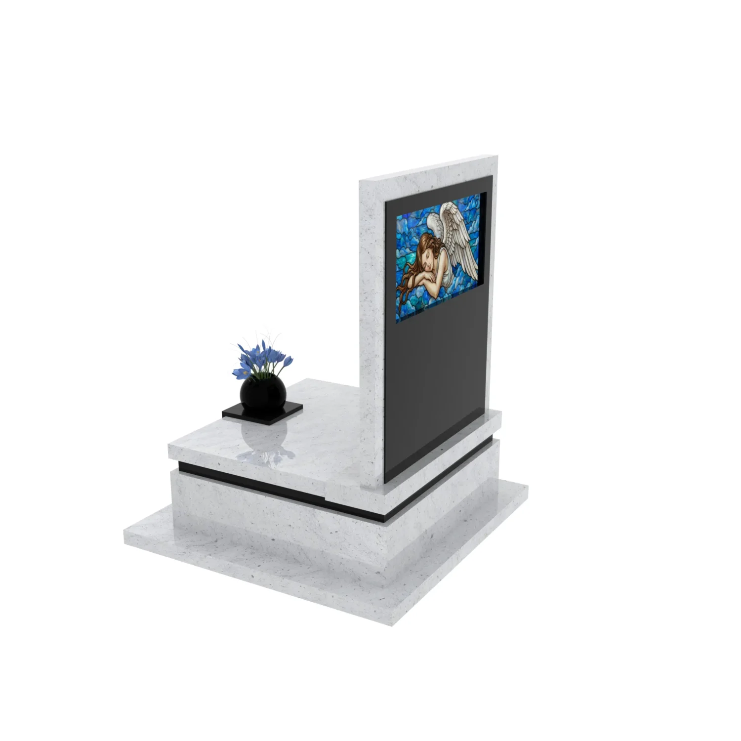 Urnengrabstein mit Glasengel – elegante Form U 125+360 – photo №4