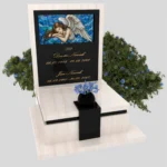 Urnengrabstein mit Glasengel – elegante Form U 125 Foto 35