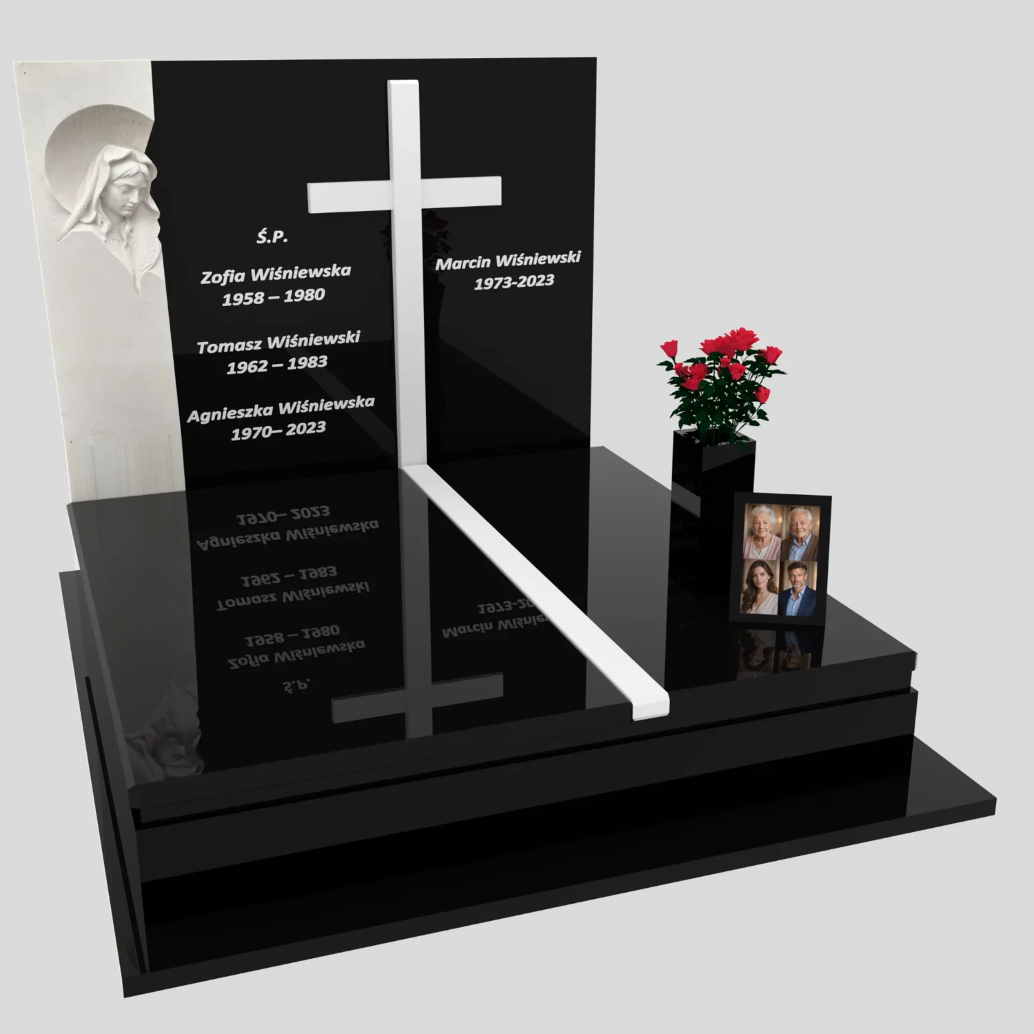 Doppelgrabmal mit Skulptur der Muttergottes und Kreuz CK 115 Foto 84