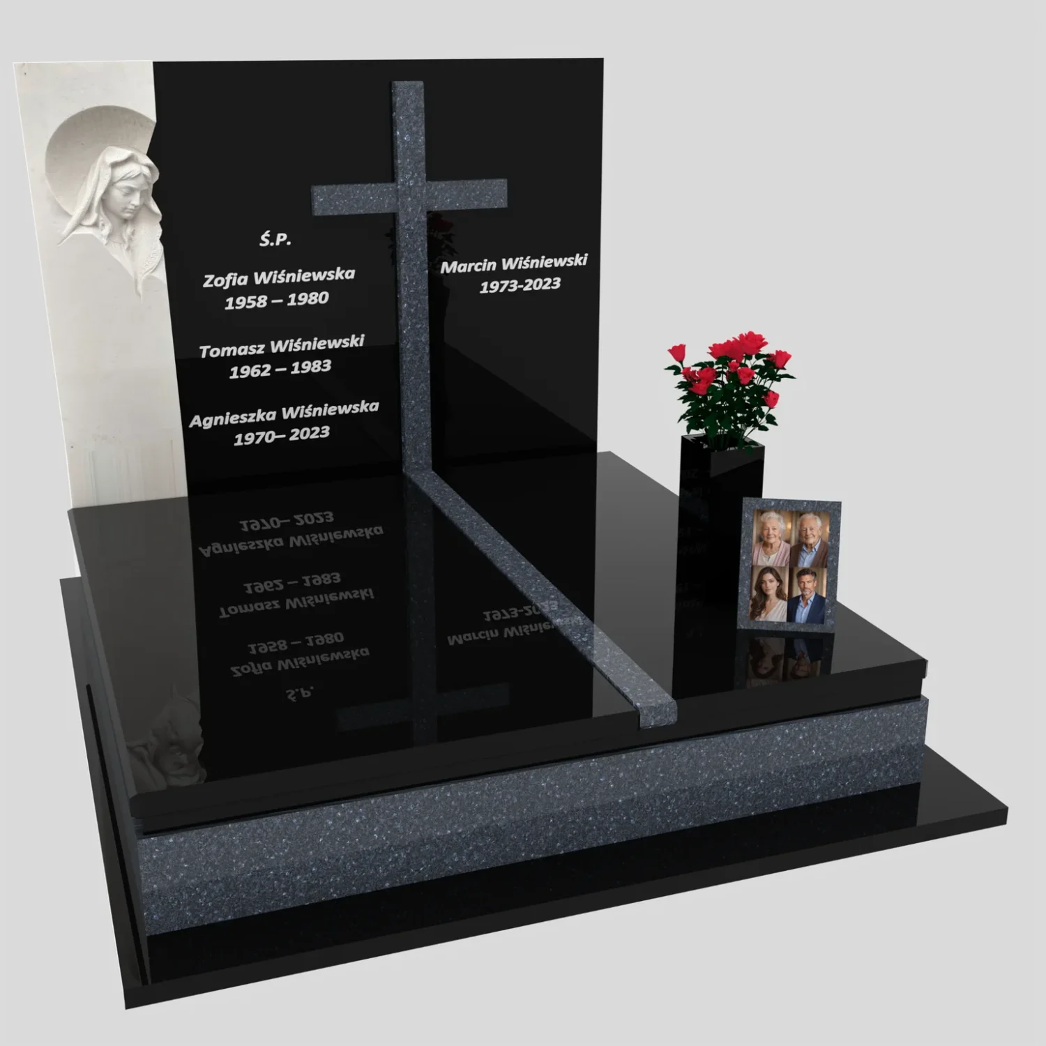Doppelgrabmal mit Skulptur der Muttergottes und Kreuz CK 115 Foto 83