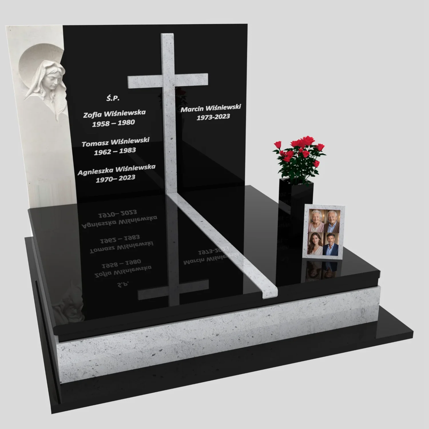 Doppelgrabmal mit Skulptur der Muttergottes und Kreuz CK 115 Foto 82