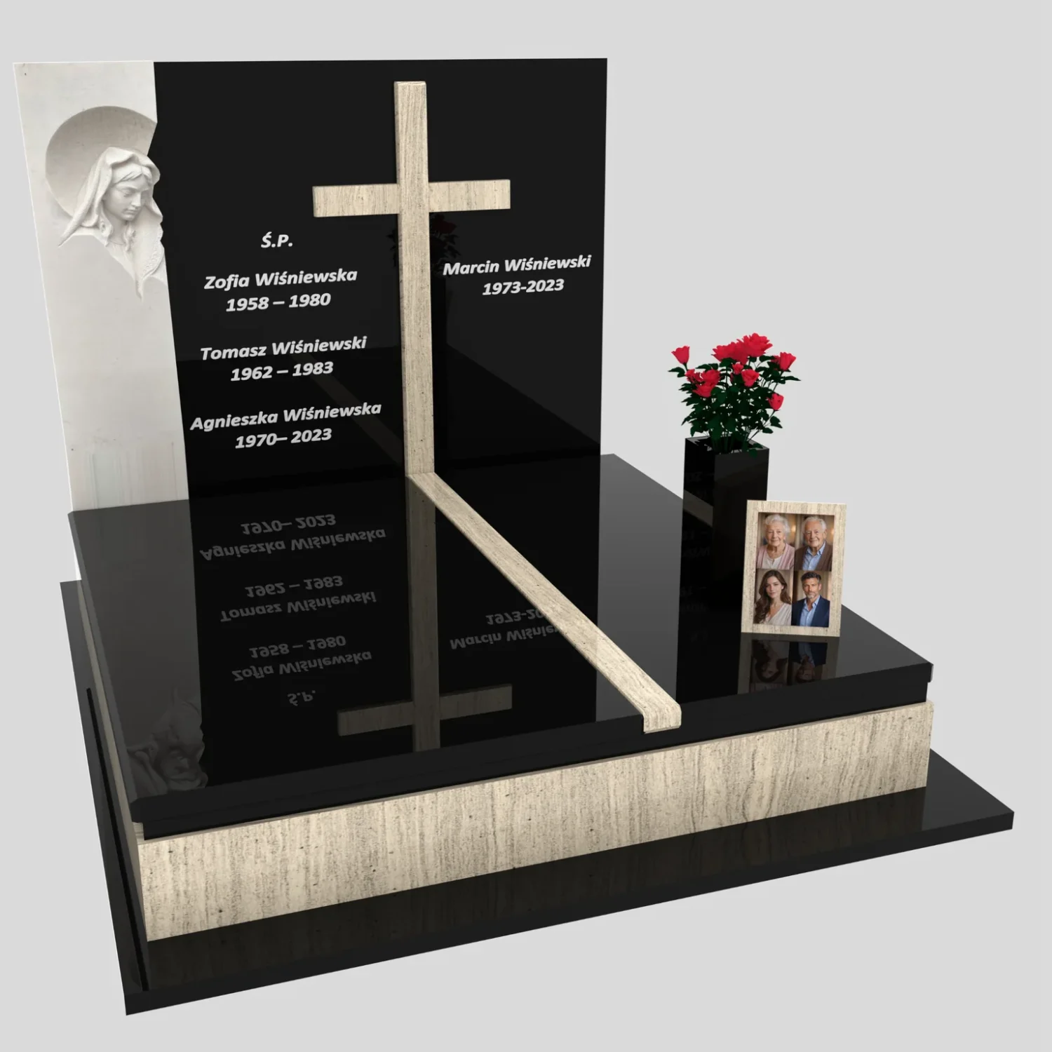 Doppelgrabmal mit Skulptur der Muttergottes und Kreuz CK 115 Foto 81