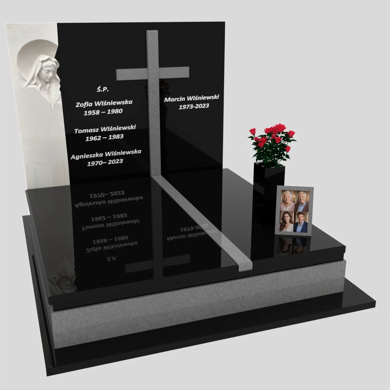 Doppelgrabmal mit Skulptur der Muttergottes und Kreuz CK 115 Foto 80