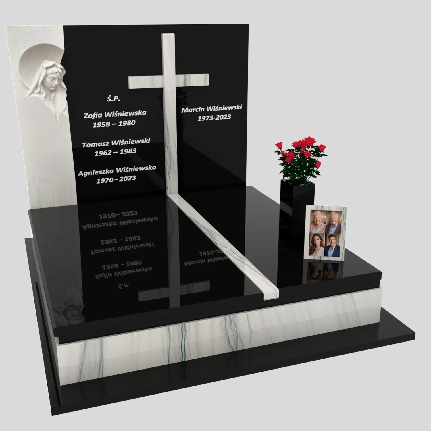 Doppelgrabmal mit Skulptur der Muttergottes und Kreuz CK 115 Foto 79