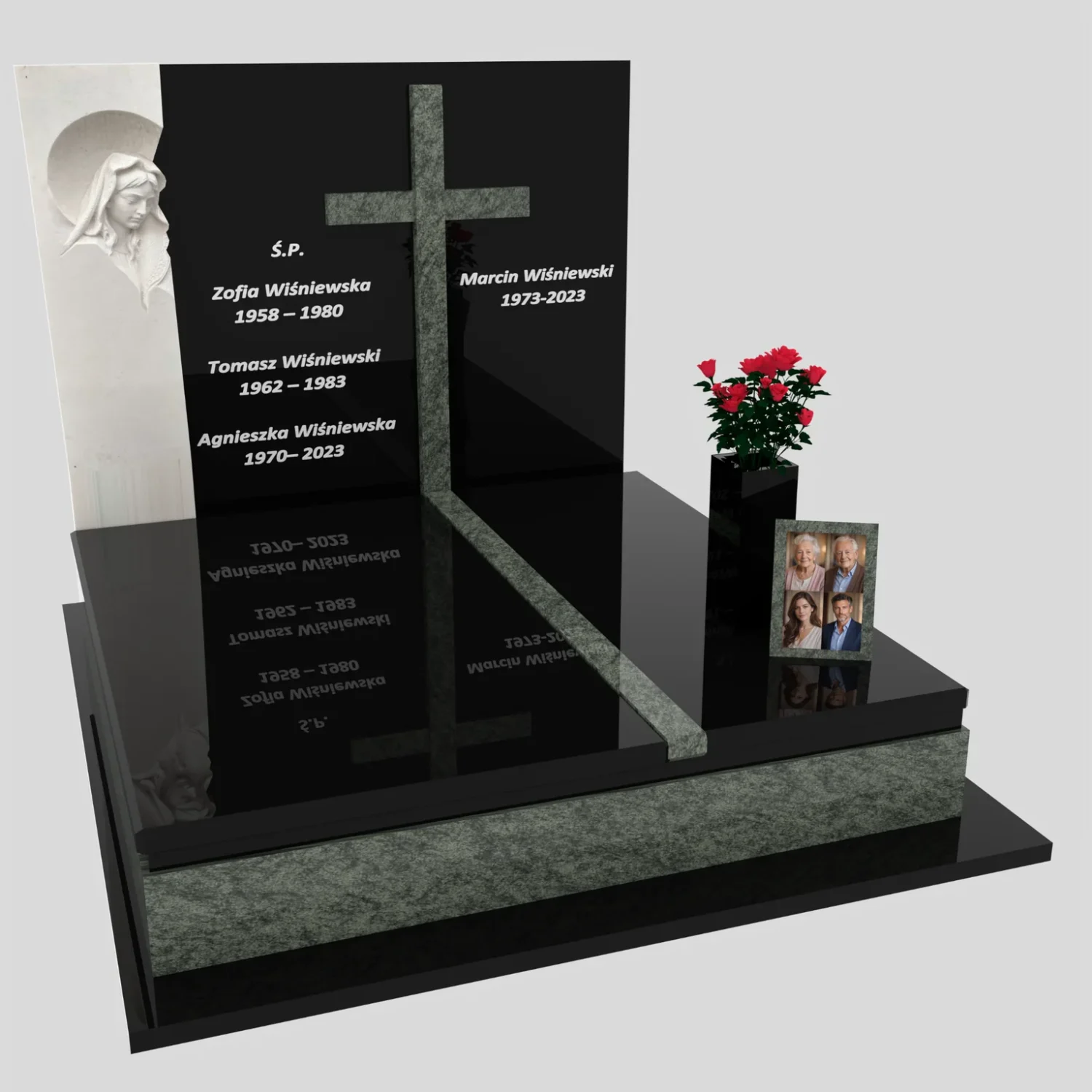 Doppelgrabmal mit Skulptur der Muttergottes und Kreuz CK 115 Foto 78