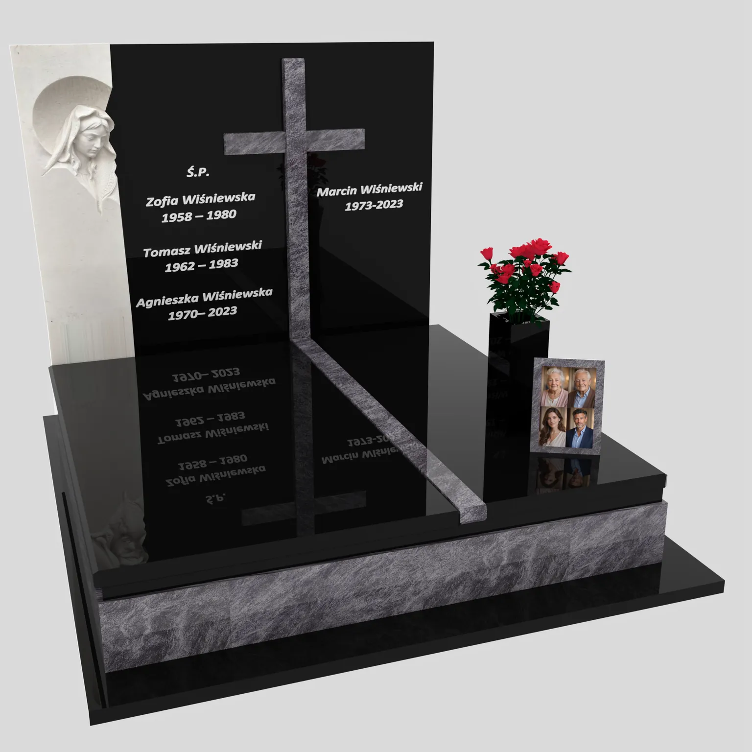 Doppelgrabmal mit Skulptur der Muttergottes und Kreuz CK 115 Foto 77