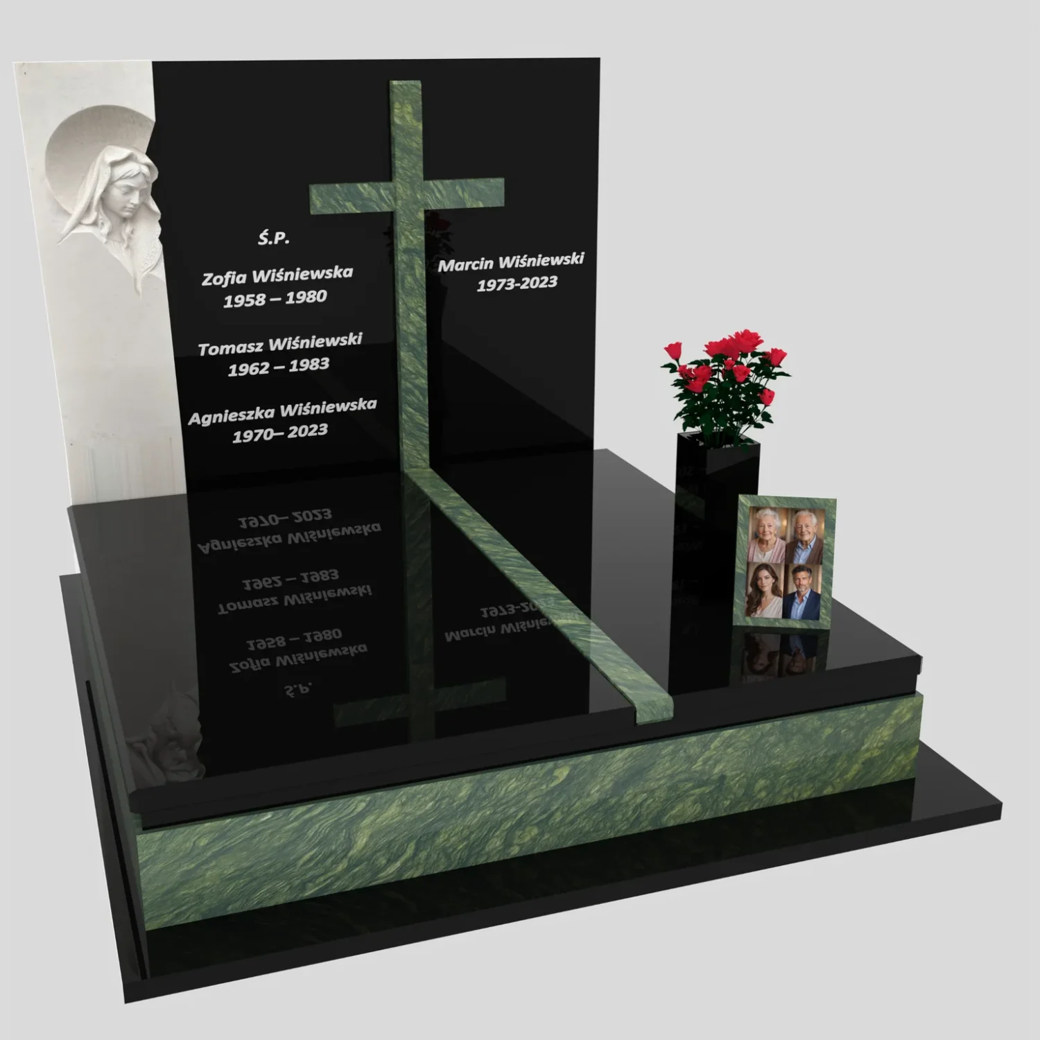 Doppelgrabmal mit Skulptur der Muttergottes und Kreuz CK 115 Foto 76