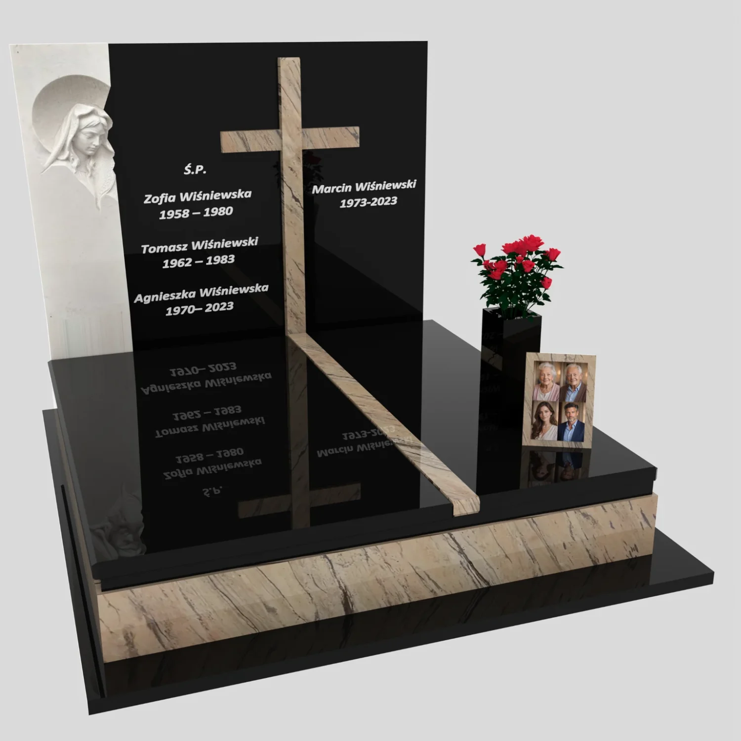 Doppelgrabmal mit Skulptur der Muttergottes und Kreuz CK 115 Foto 75