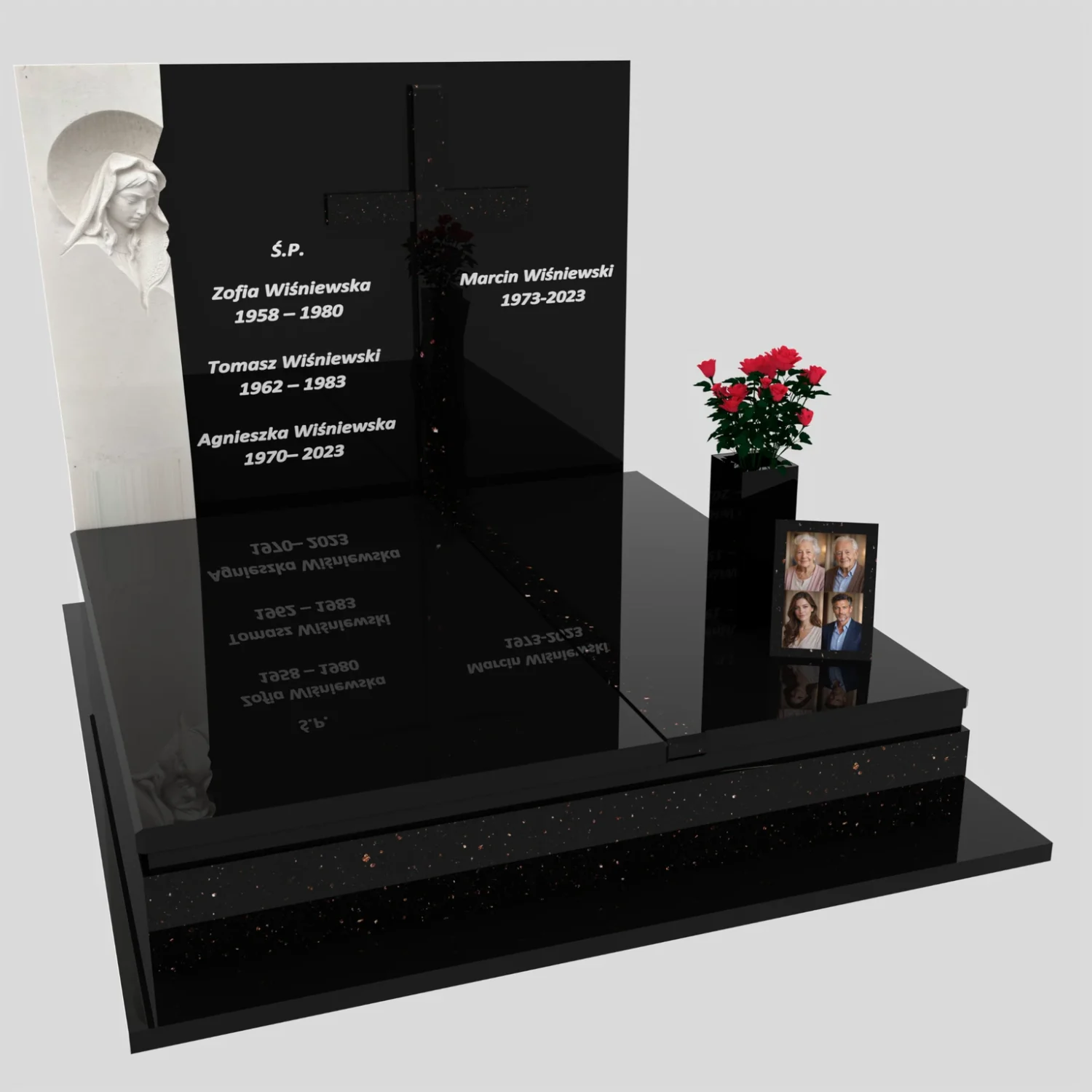 Doppelgrabmal mit Skulptur der Muttergottes und Kreuz CK 115 Foto 74