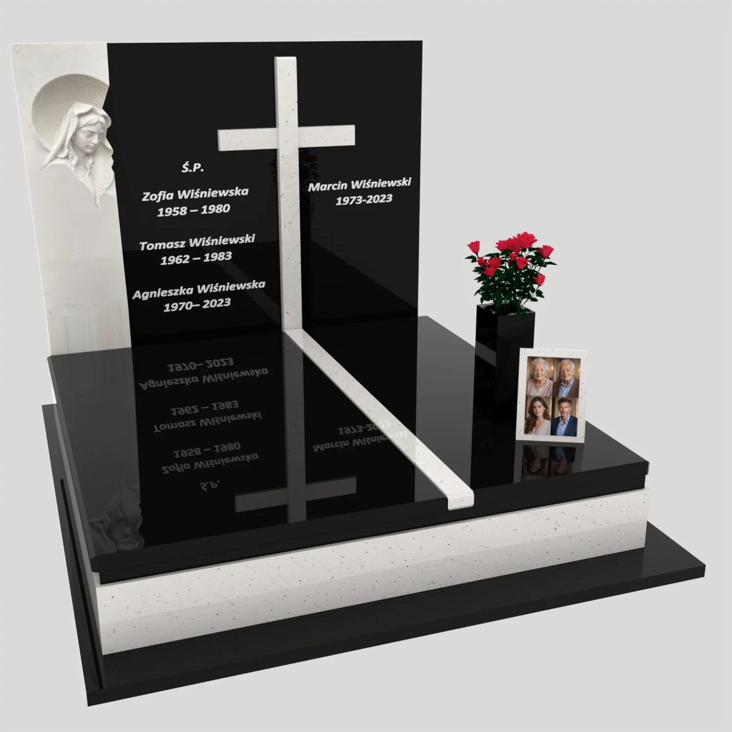 Doppelgrabmal mit Skulptur der Muttergottes und Kreuz CK 115 Foto 73